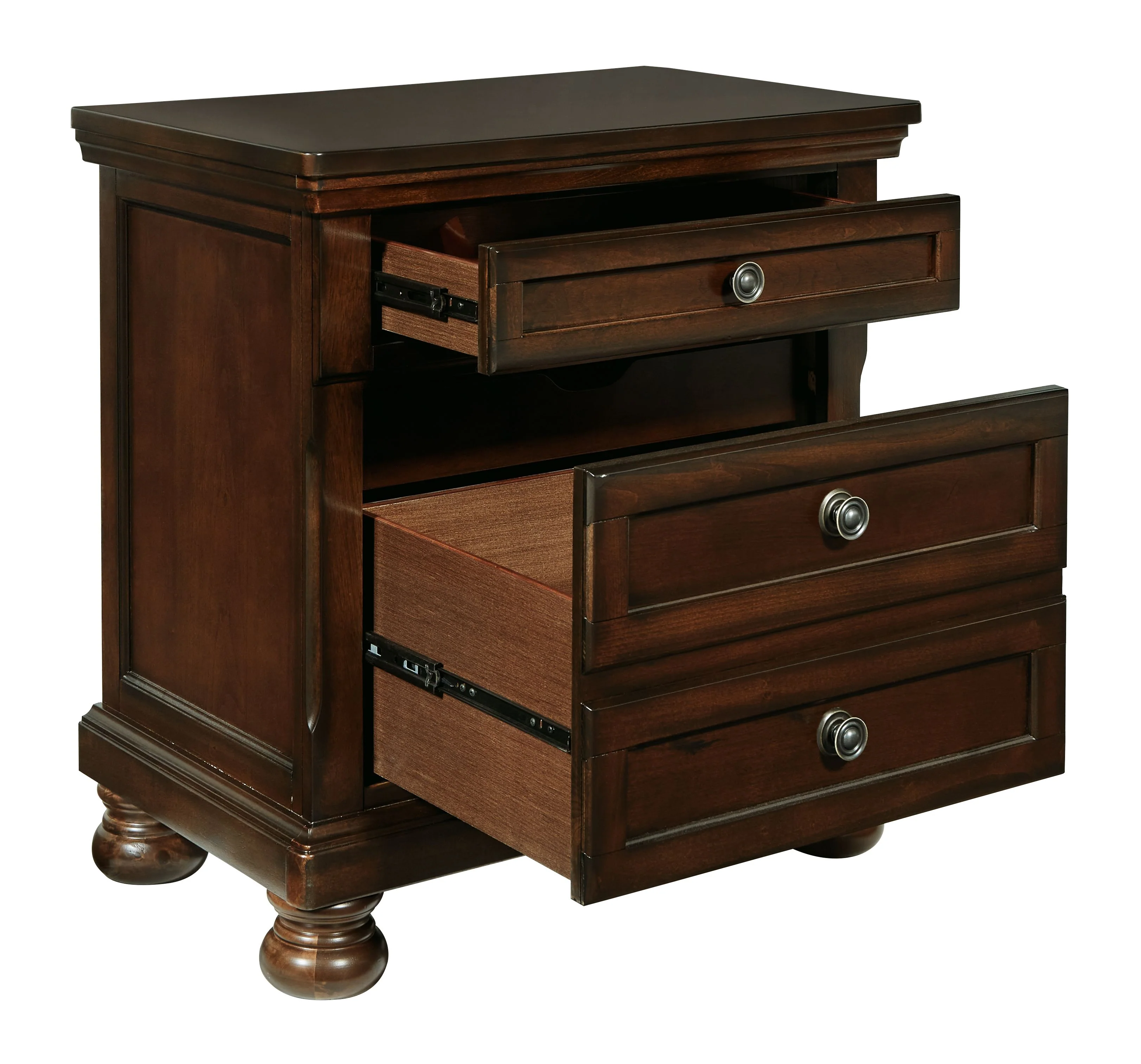 Porter - Two Drawer Night Stand - Dark Brown - Image 4