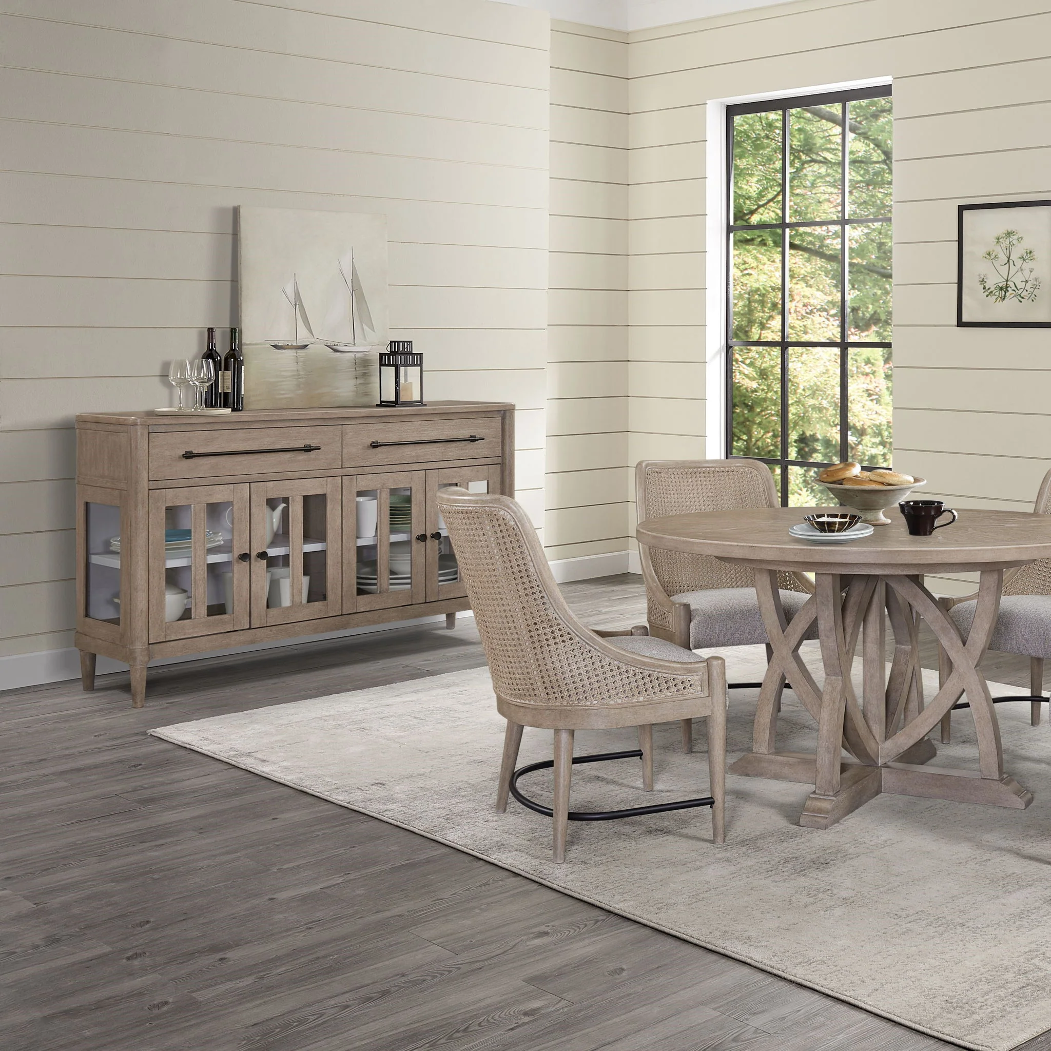 Power Ready - Buffet With Glass Cabinet Doors - Sand - Image 3