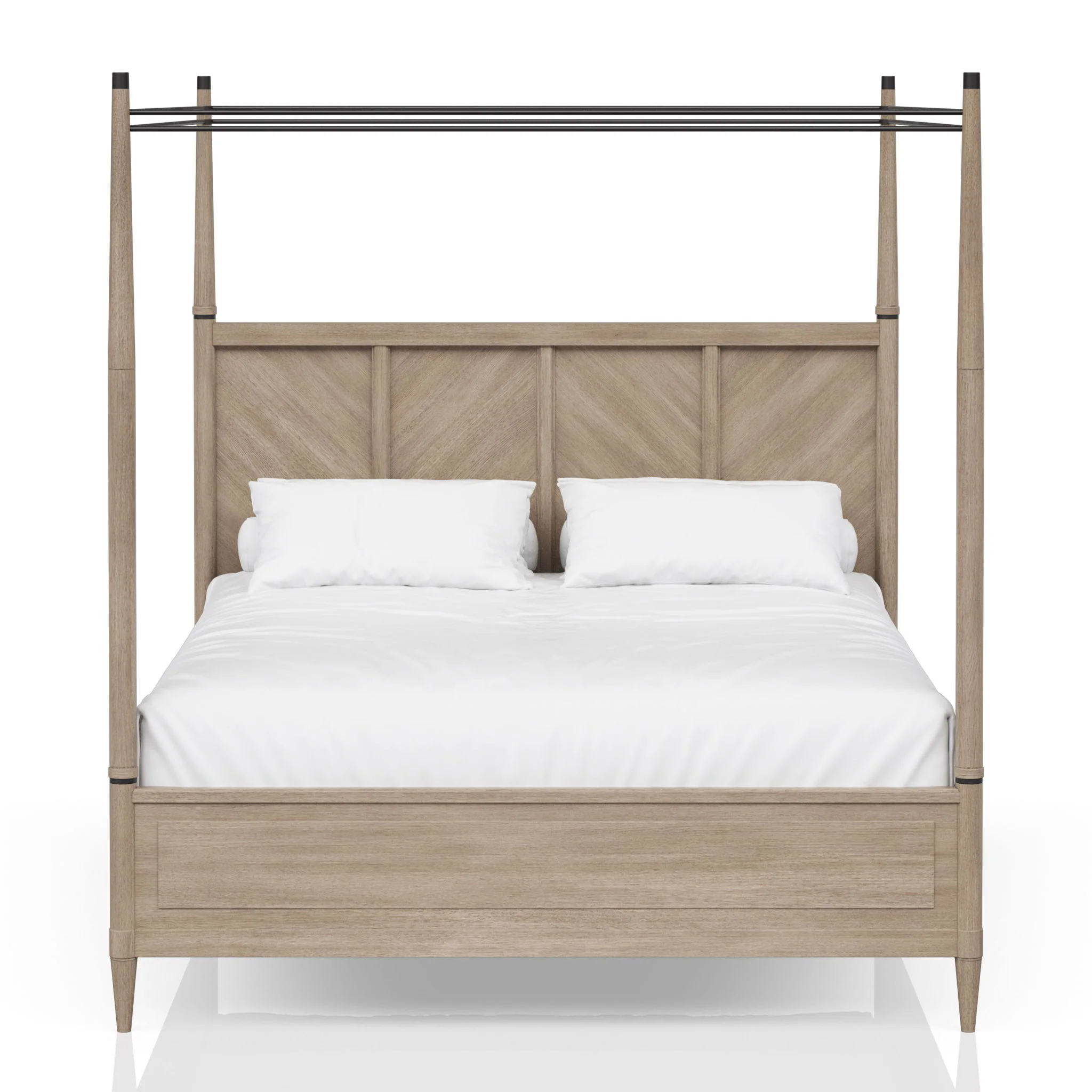 Queen Canopy Bedroom Set With A 2 Drawer Nightstand A Dresser With Poster Mirror And A Door Chest - Sand - Image 2