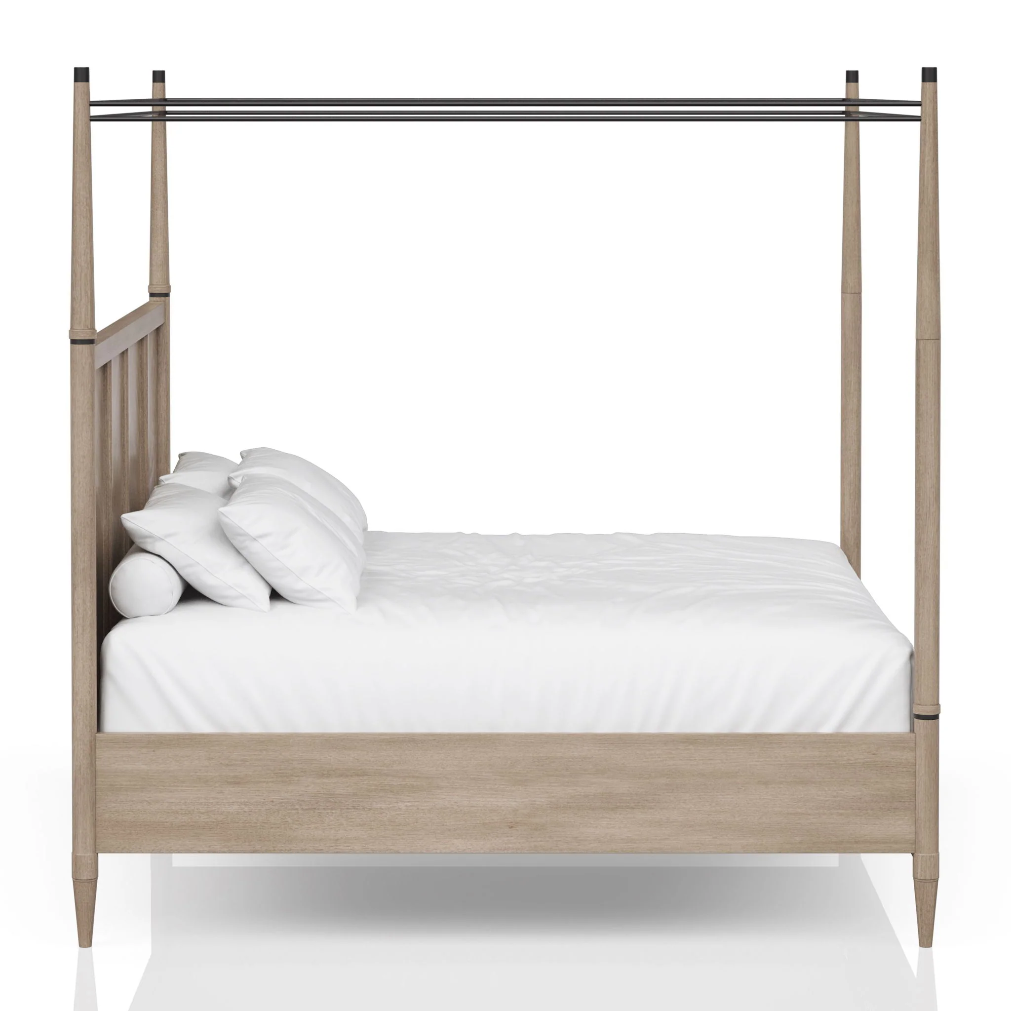 Queen Canopy Bedroom Set With A 2 Drawer Nightstand A Dresser With Poster Mirror And A Door Chest - Sand - Image 3