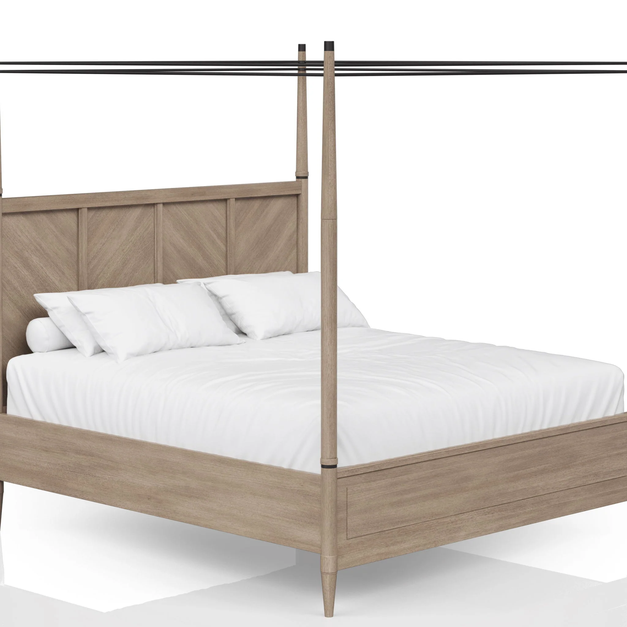 Queen Canopy Bedroom Set With A 2 Drawer Nightstand A Dresser With Poster Mirror And A Door Chest - Sand - Image 4
