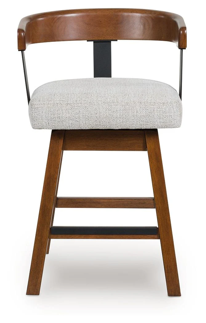 Ralene - Upholstered Swivel Barstool (Set of 2) - Medium Brown - Image 4