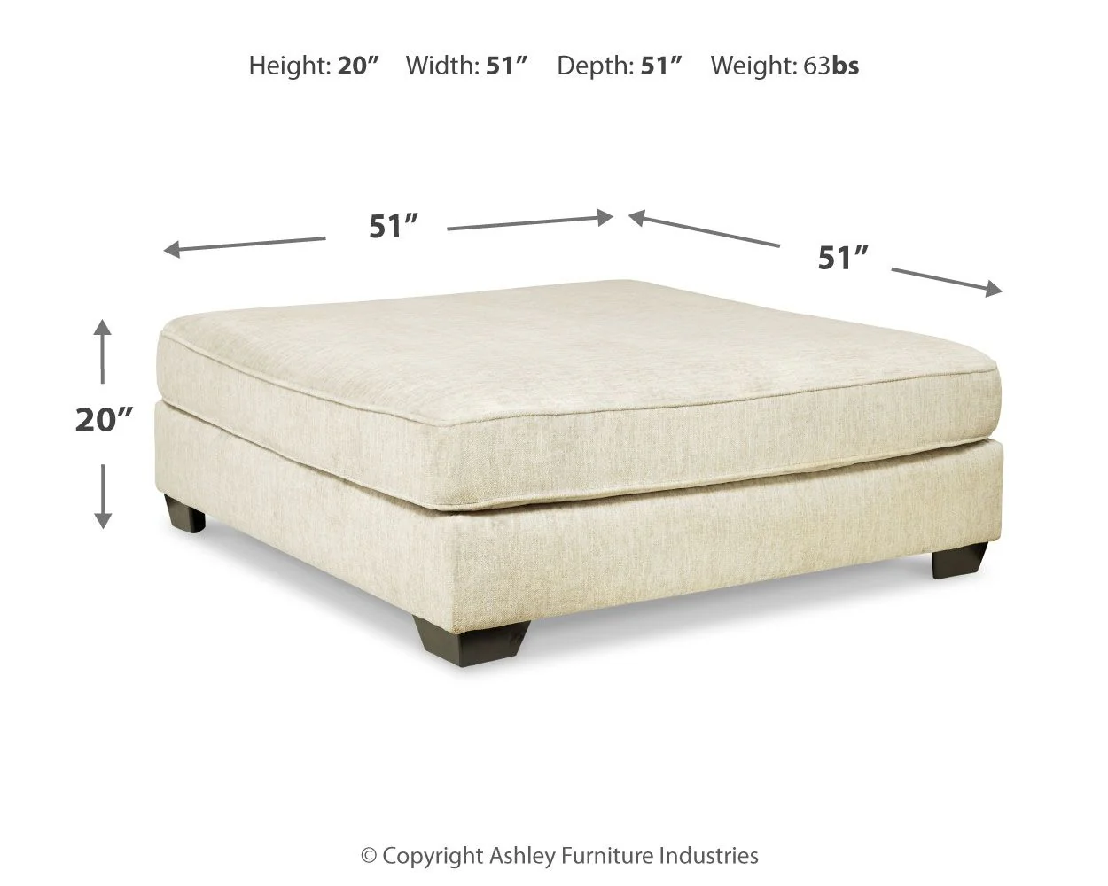 Rawcliffe - Oversized Accent Ottoman - Parchment - Image 3
