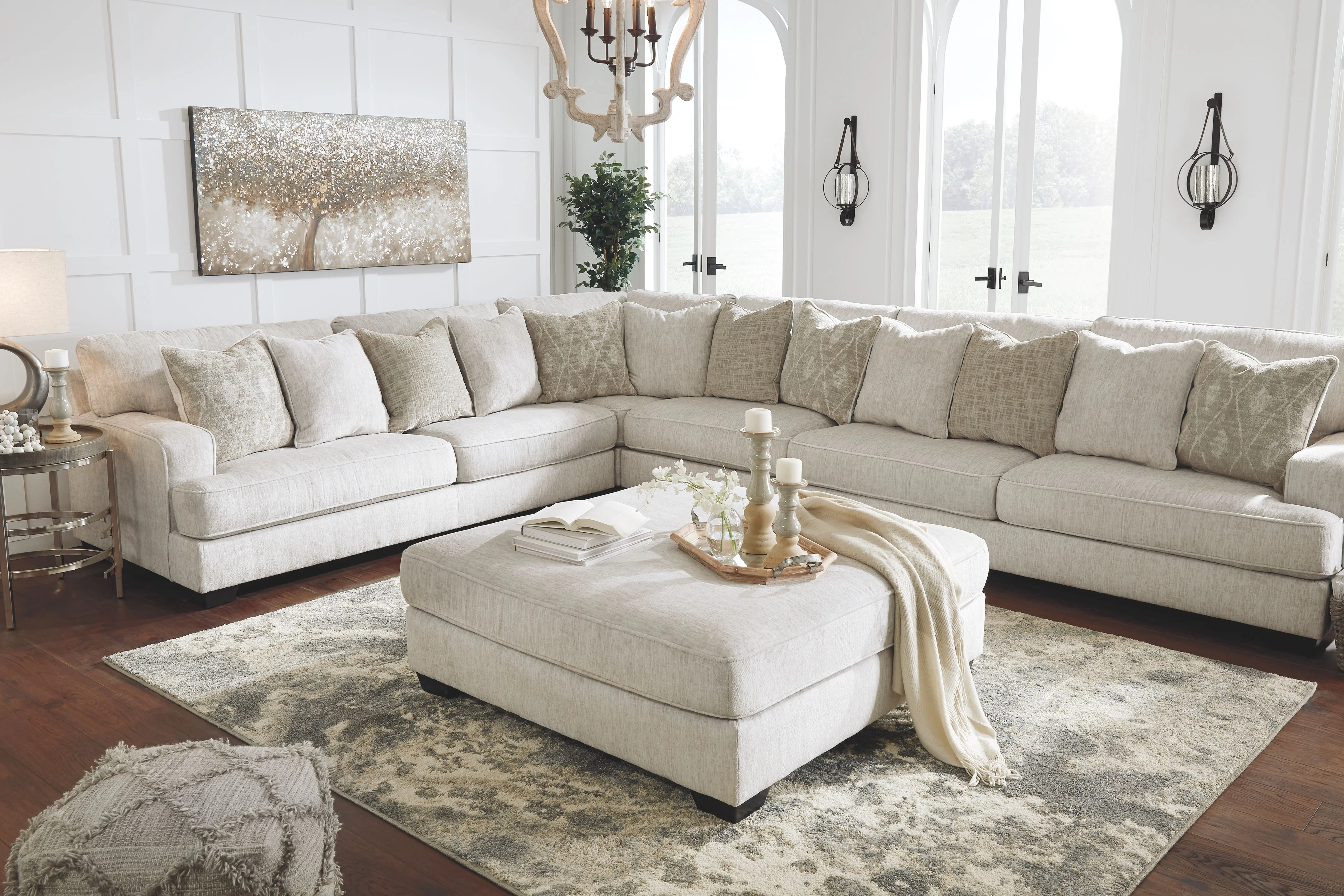 Rawcliffe - Oversized Accent Ottoman - Parchment - Image 4