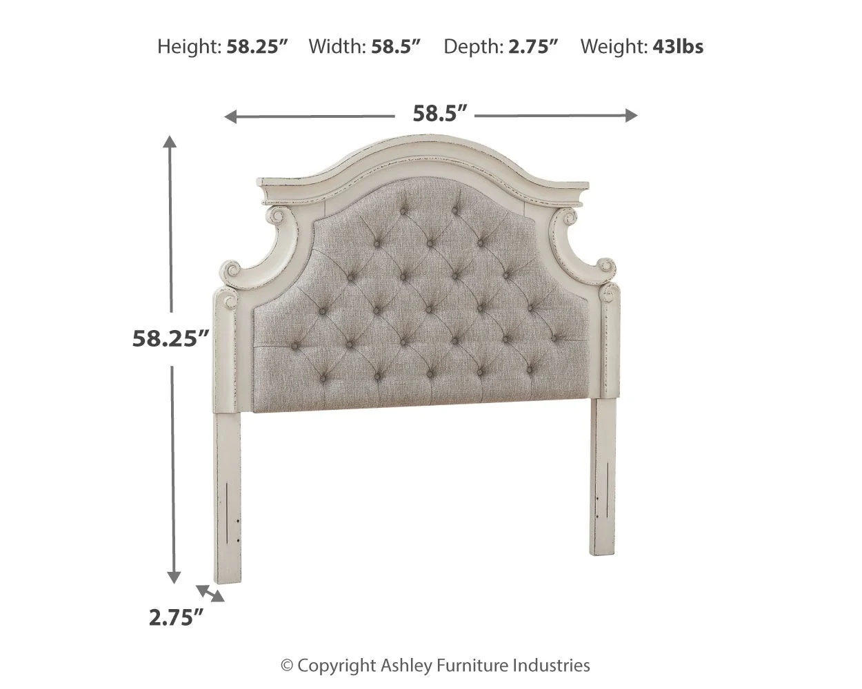 Realyn - Full UPH Panel Headboard - Chipped White - Image 3