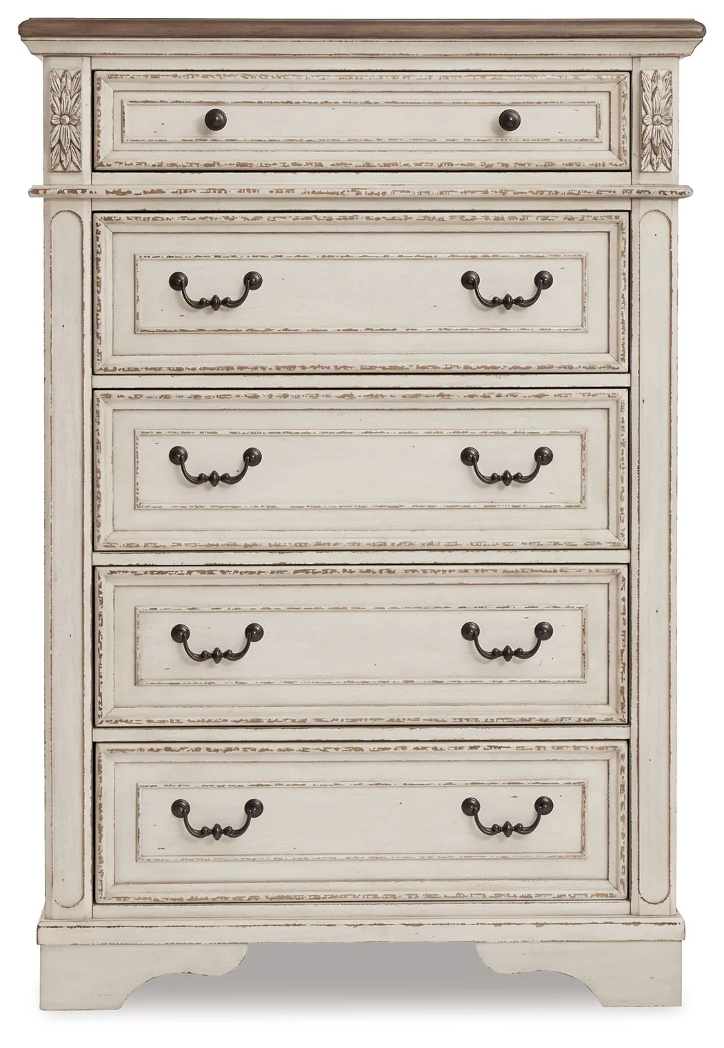 Realyn - Five Drawer Chest - White / Brown / Beige - Image 3