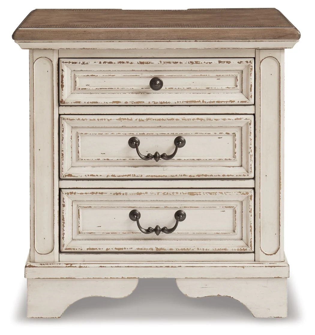 Realyn - Three Drawer Night Stand - White / Brown / Beige - Image 4