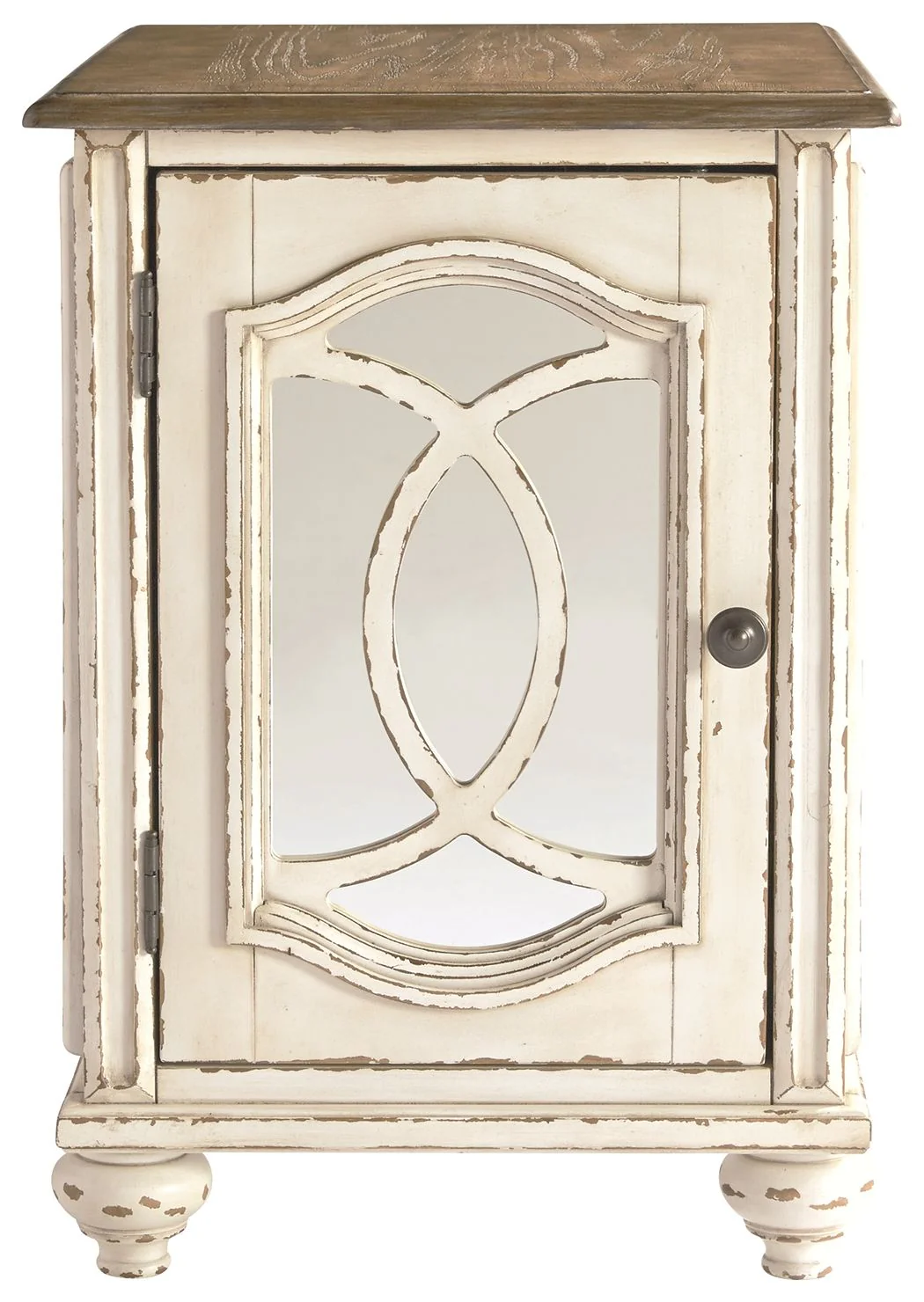 Realyn - Chair Side End Table - Insert Mirror - White / Brown - Image 2