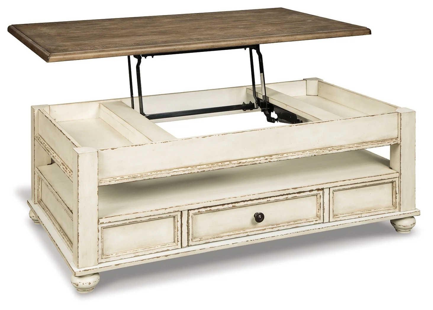 Realyn - Lift Top Cocktail Table - White / Brown - Image 3