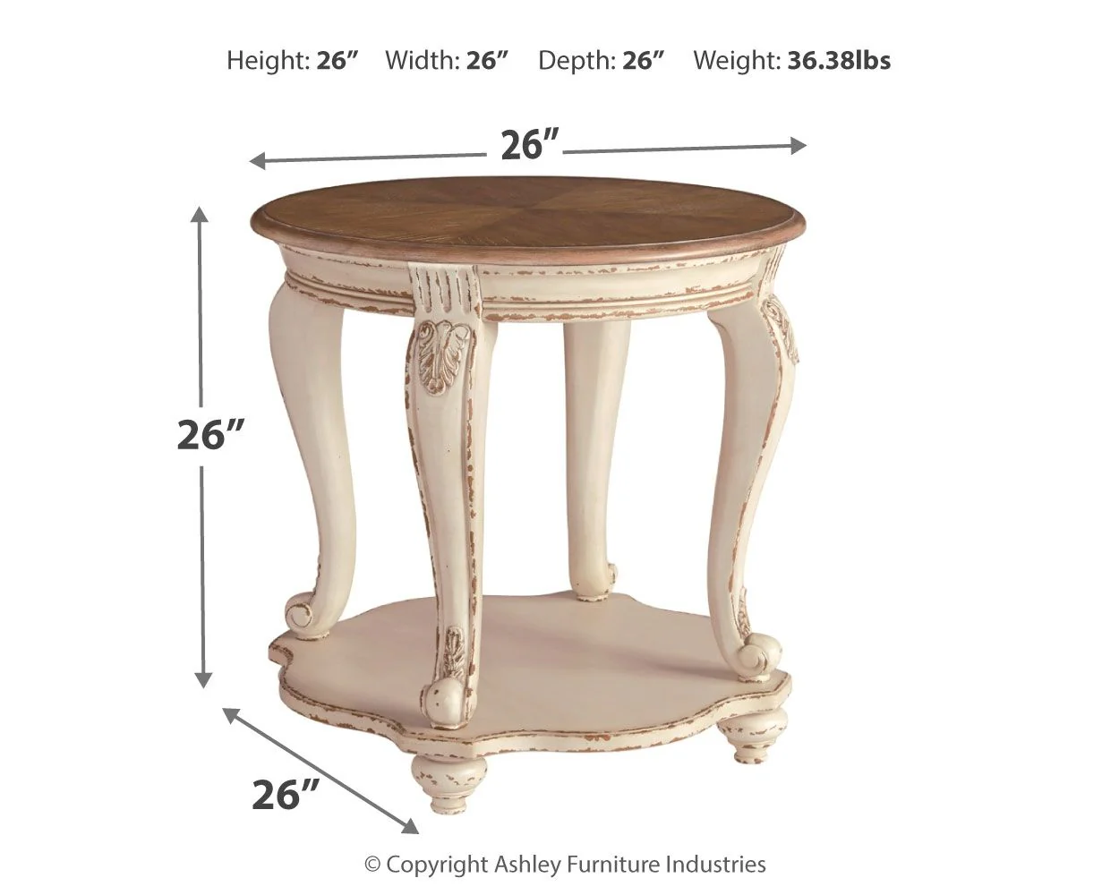 Realyn - Round End Table - White / Brown - Image 3