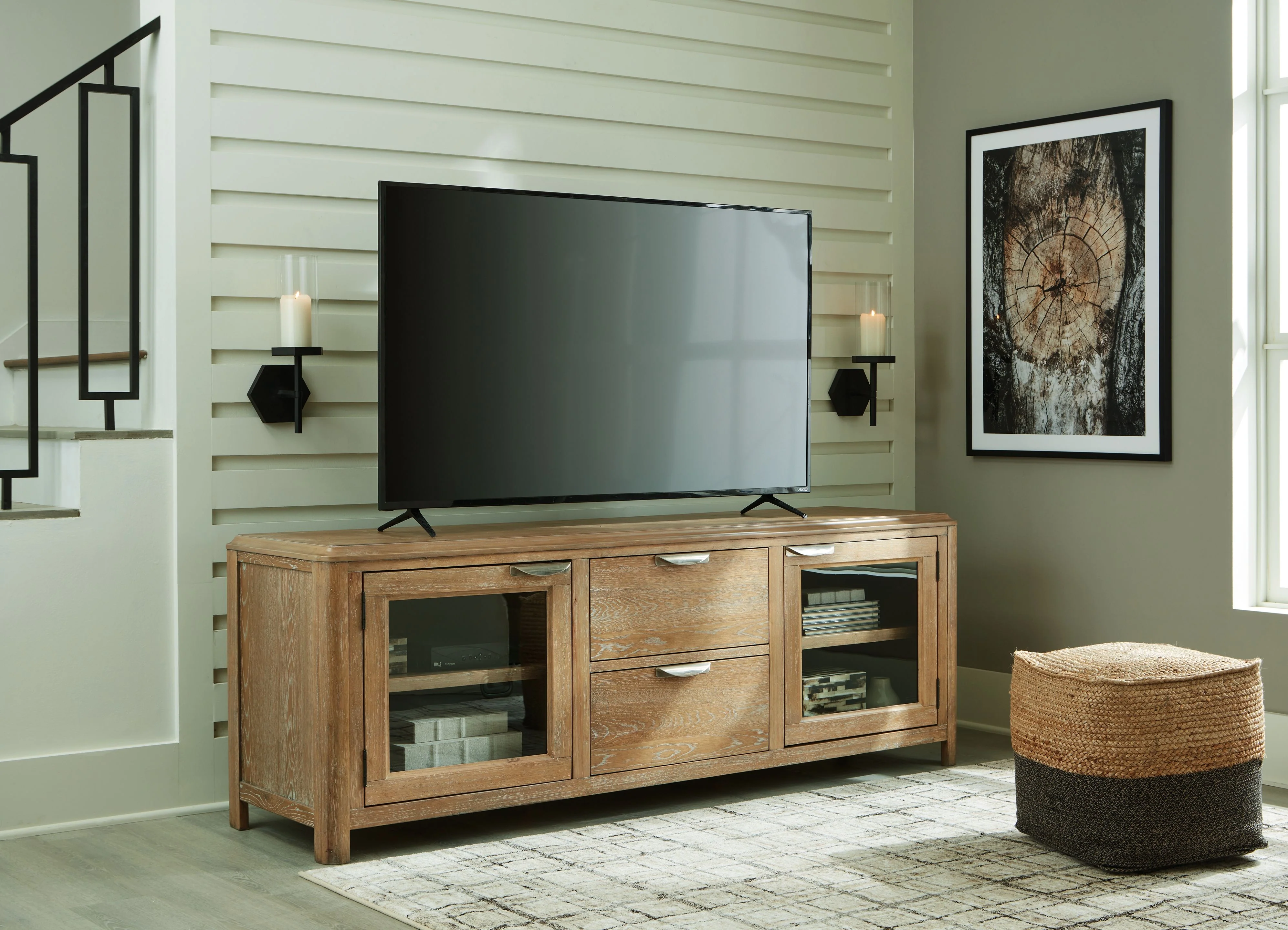 Rencott - Extra Large TV Stand - Light Brown - Image 2
