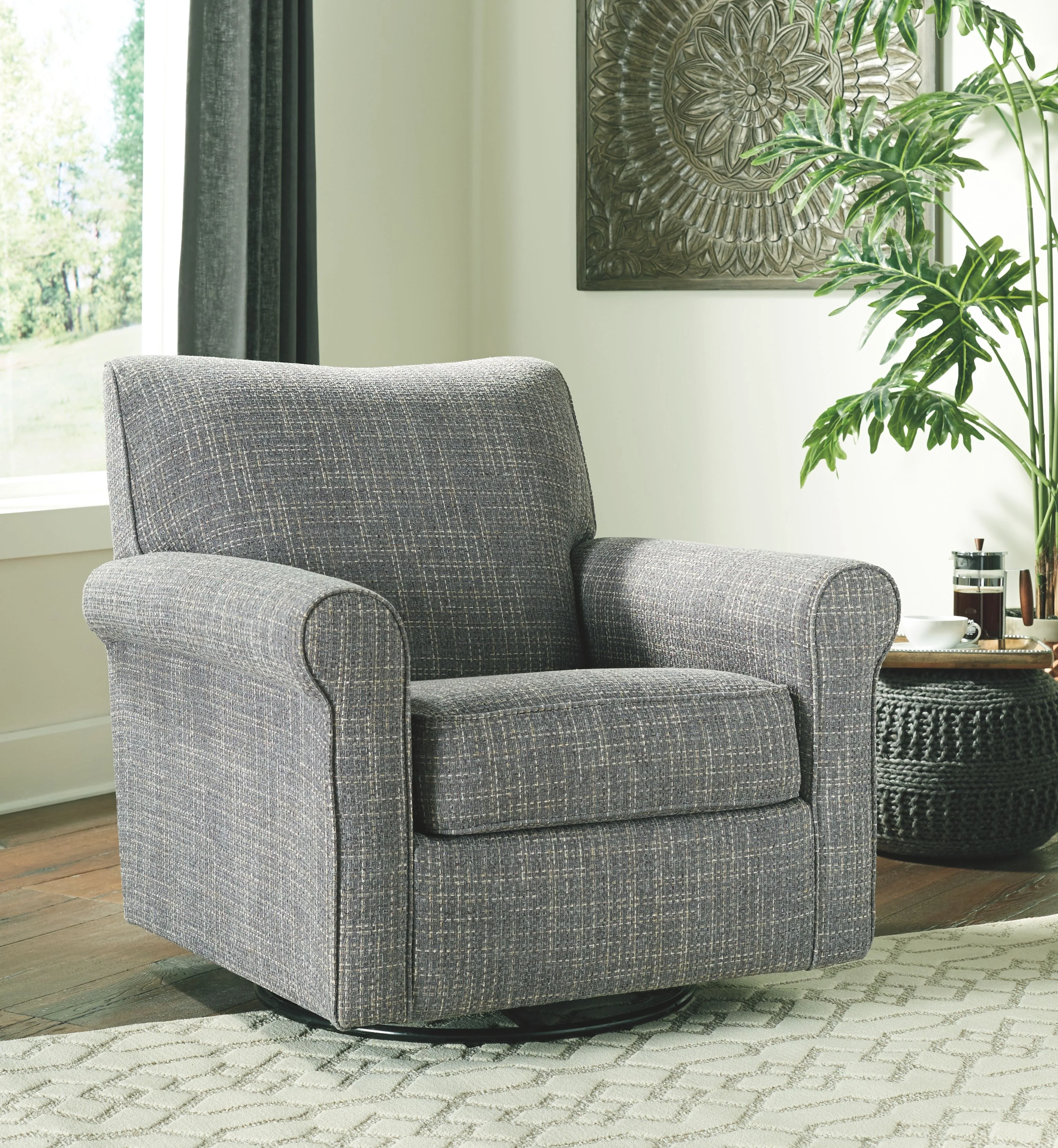 Renley - Swivel Glider Accent Chair - Ash - Image 2