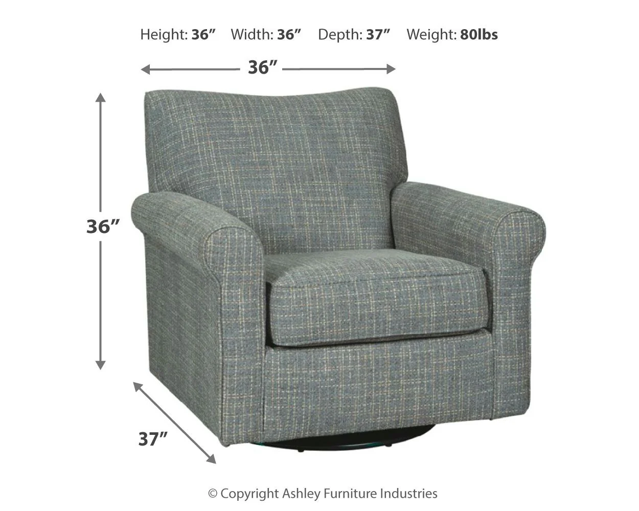 Renley - Swivel Glider Accent Chair - Ash - Image 4
