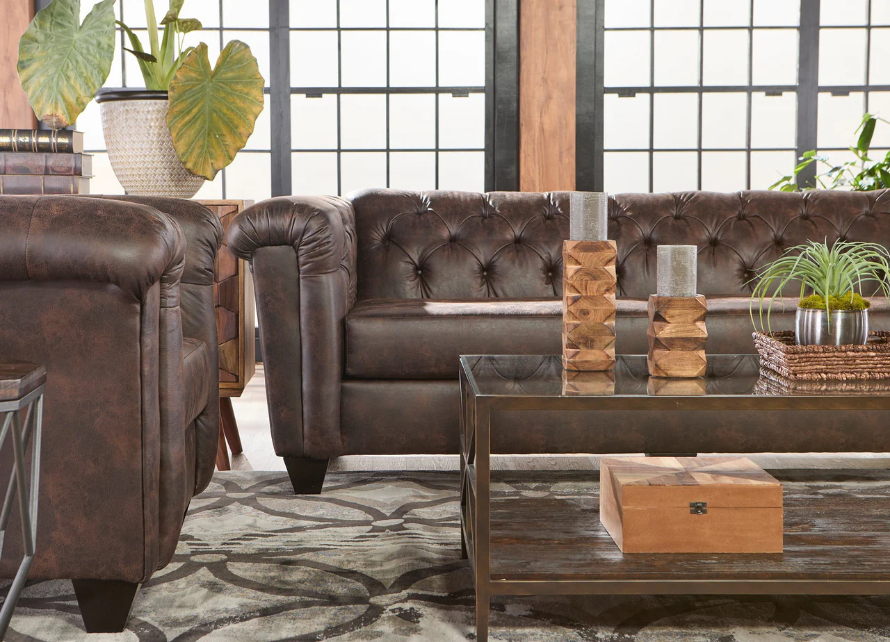 Ridgeline Brownie Chesterfield Sofa & Loveseat Set - Image 4