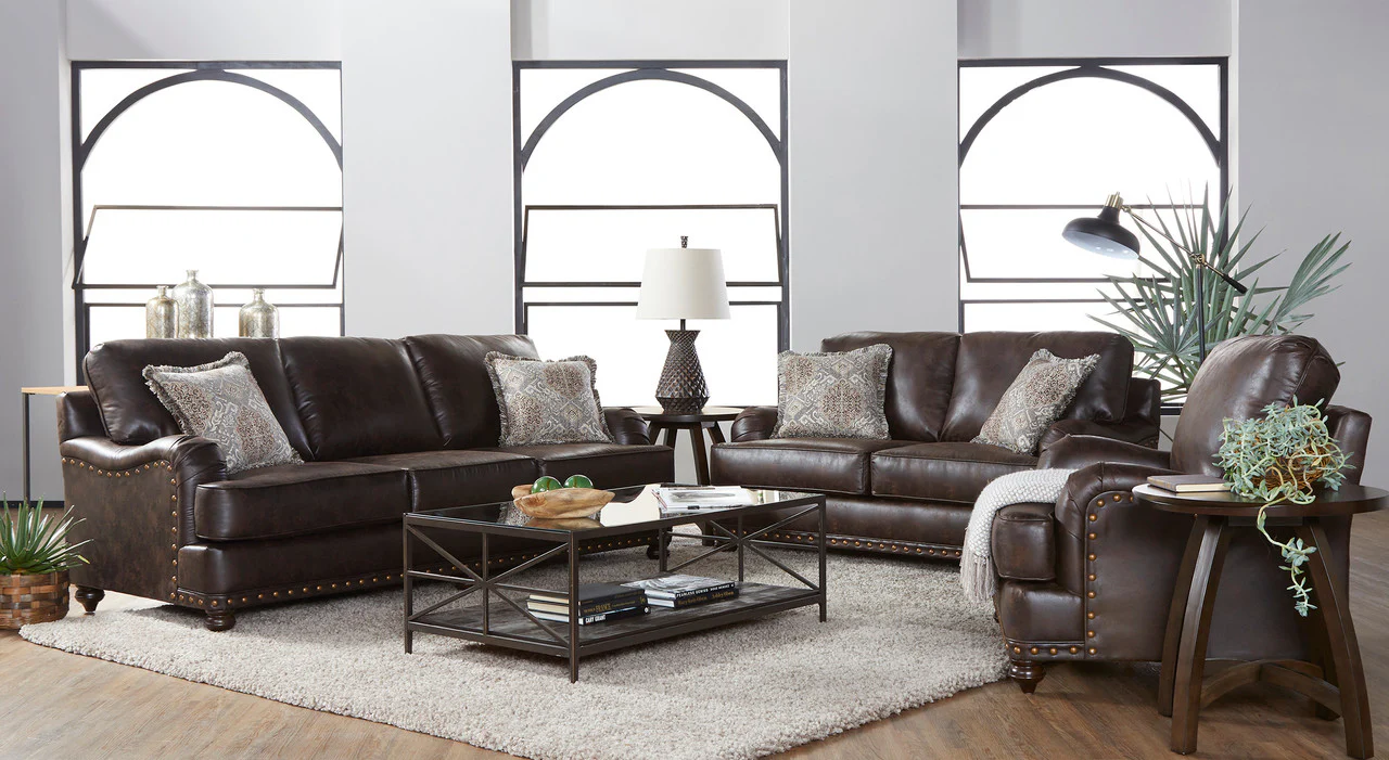 Ridgeline Brownie English Roll Arm Sofa and Loveseat Set