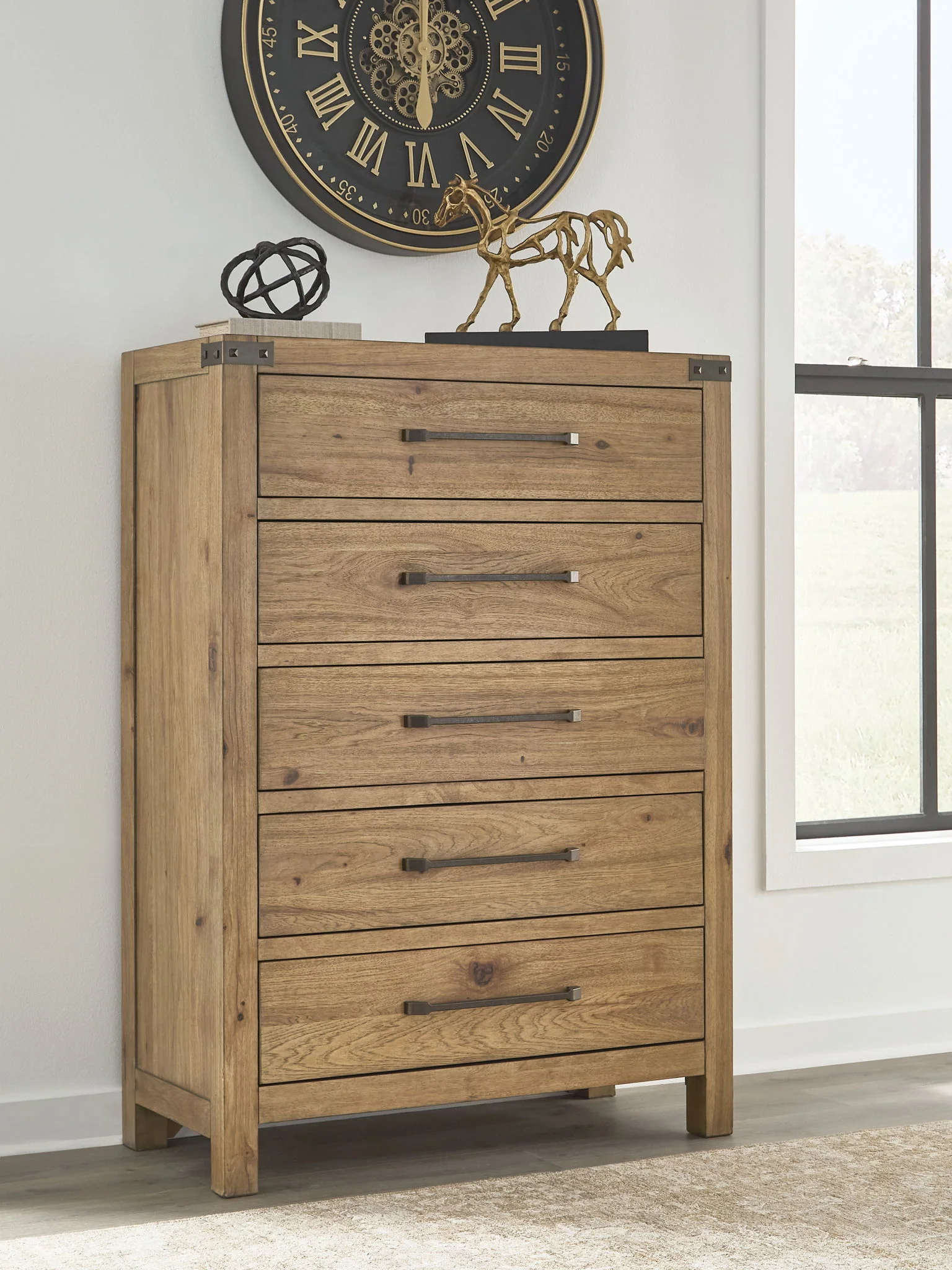 Ridgester - Five Drawer Chest - Light Brown - Image 4