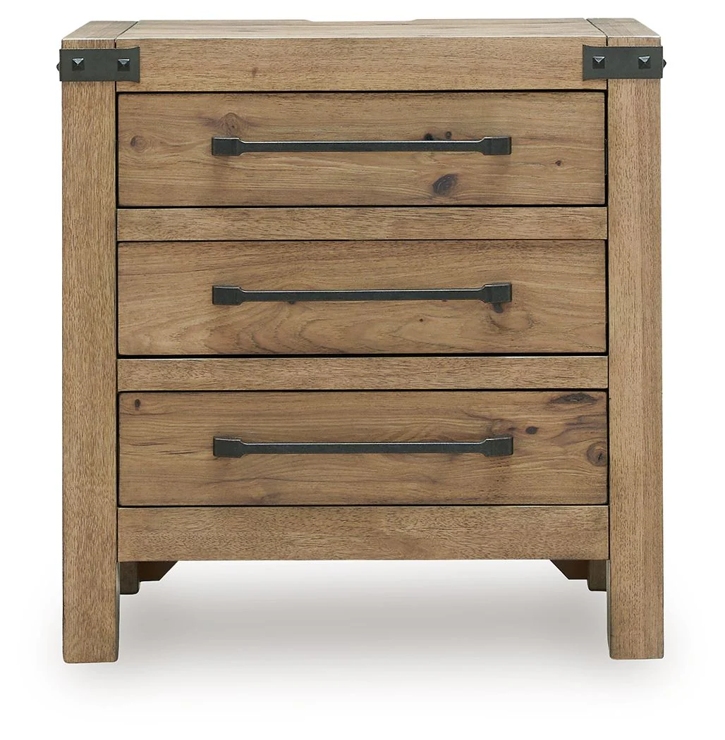 Ridgester - Three Drawer Night Stand - Light Brown - Image 4