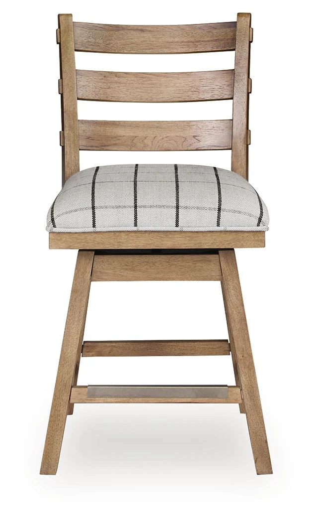 Ridgester - Upholstered Swivel Barstool (Set of 2) - Light Brown - Image 4
