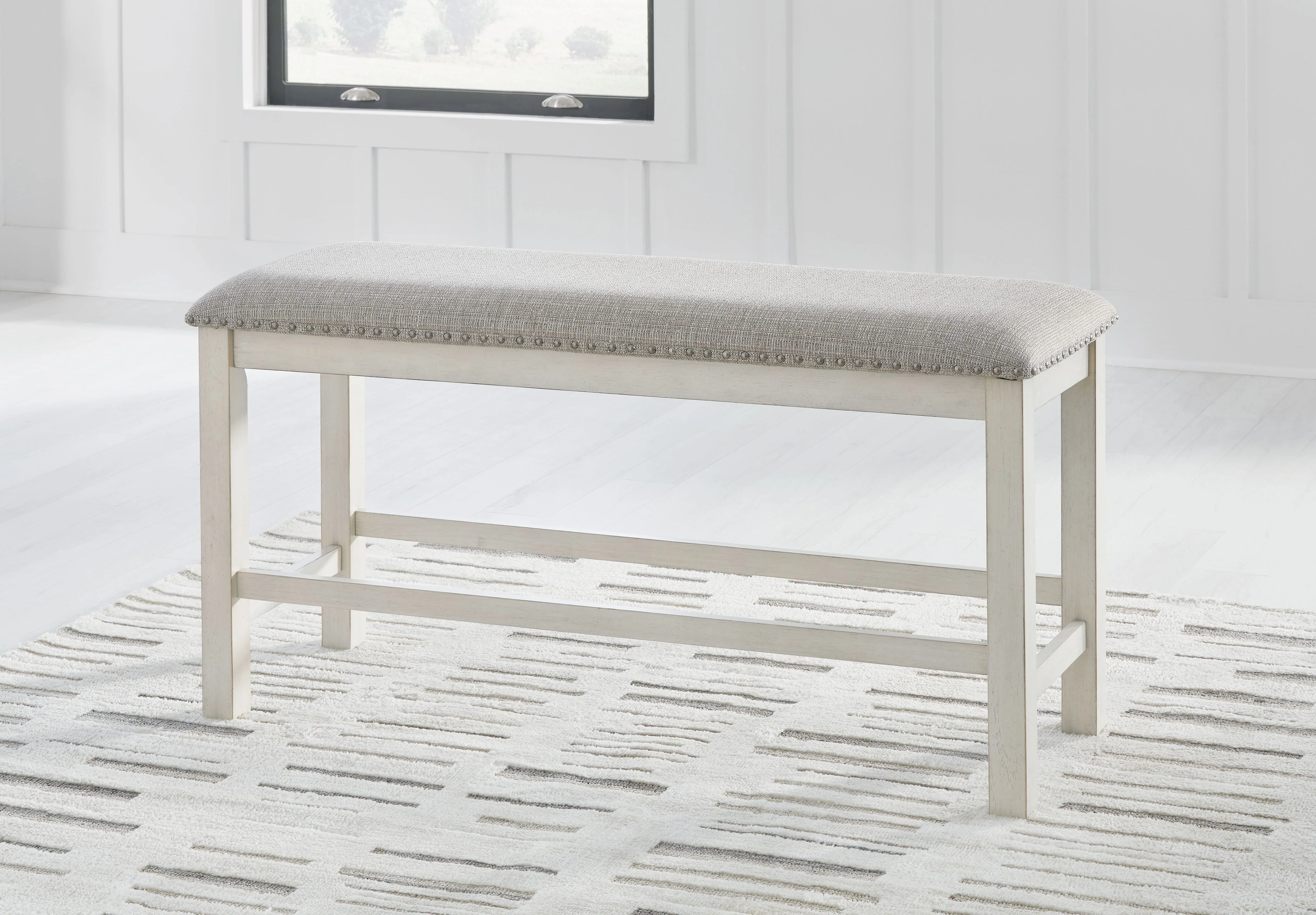 Robbinsdale - Dbl Counter Height Upholstered Dining Bench - Antique White - Image 3
