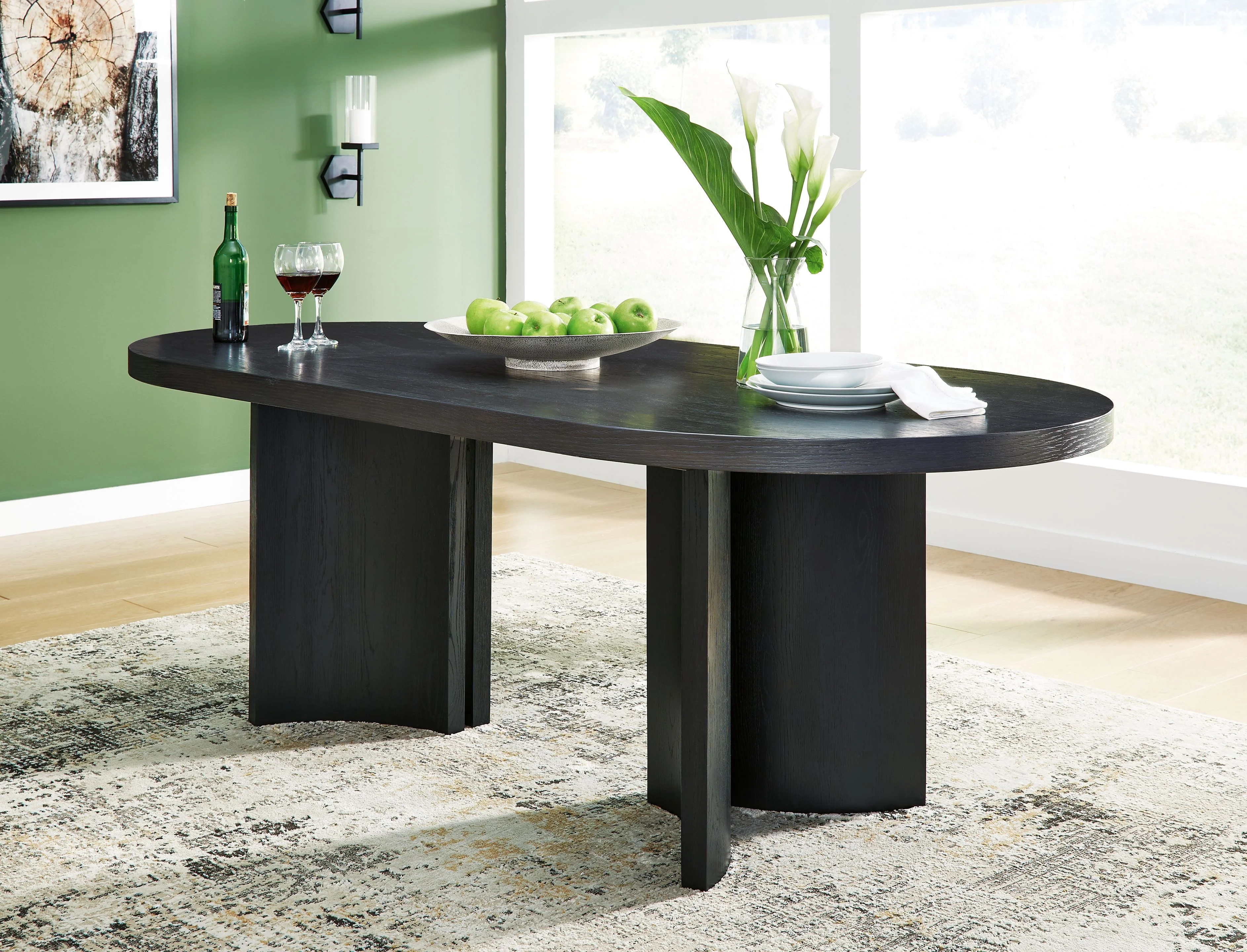 Rowanbeck - Oval Dining Room Table - Black - Image 4