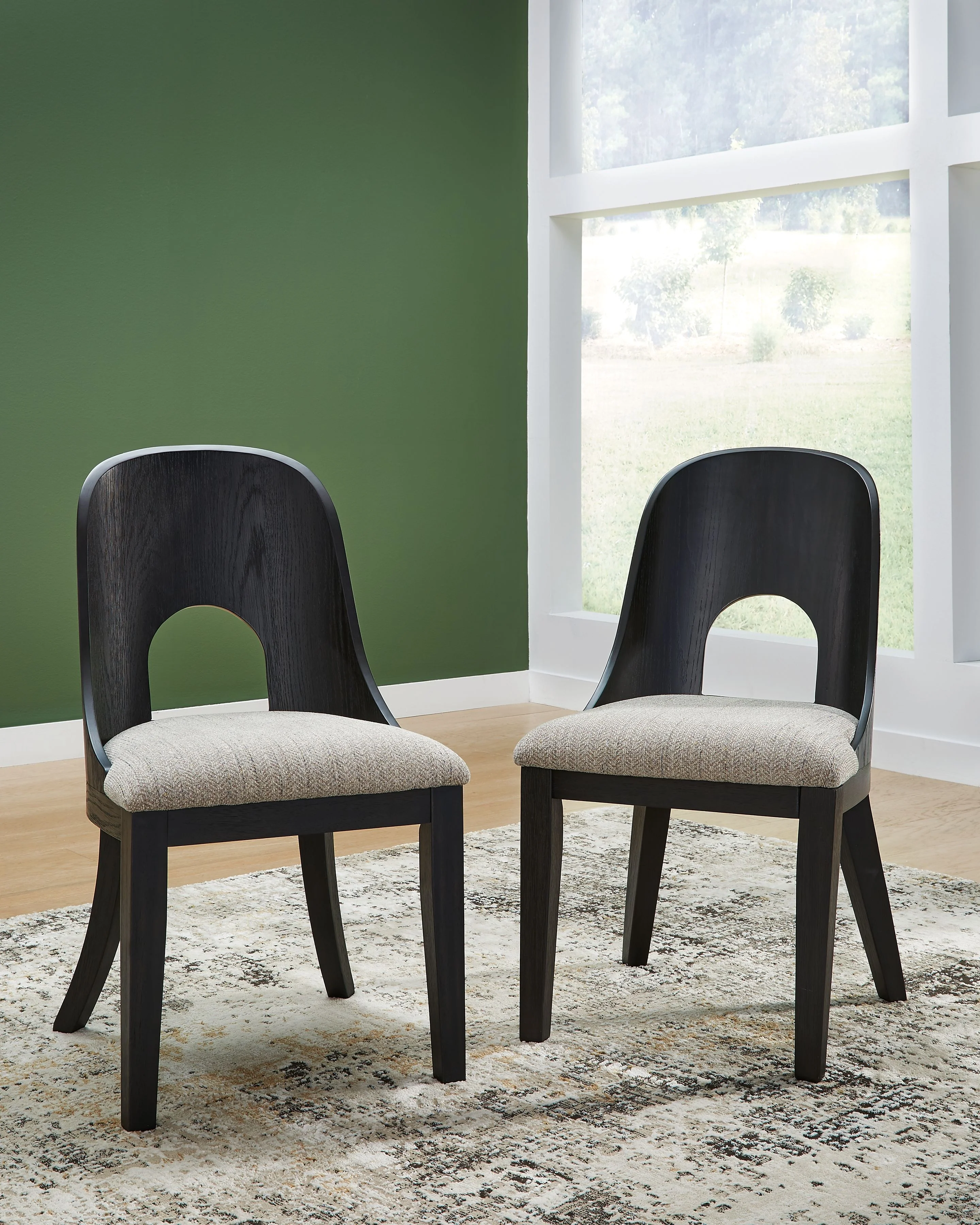 Rowanbeck - Dining Upholstered Side Chair (Set of 2) - Gray / Black - Image 3