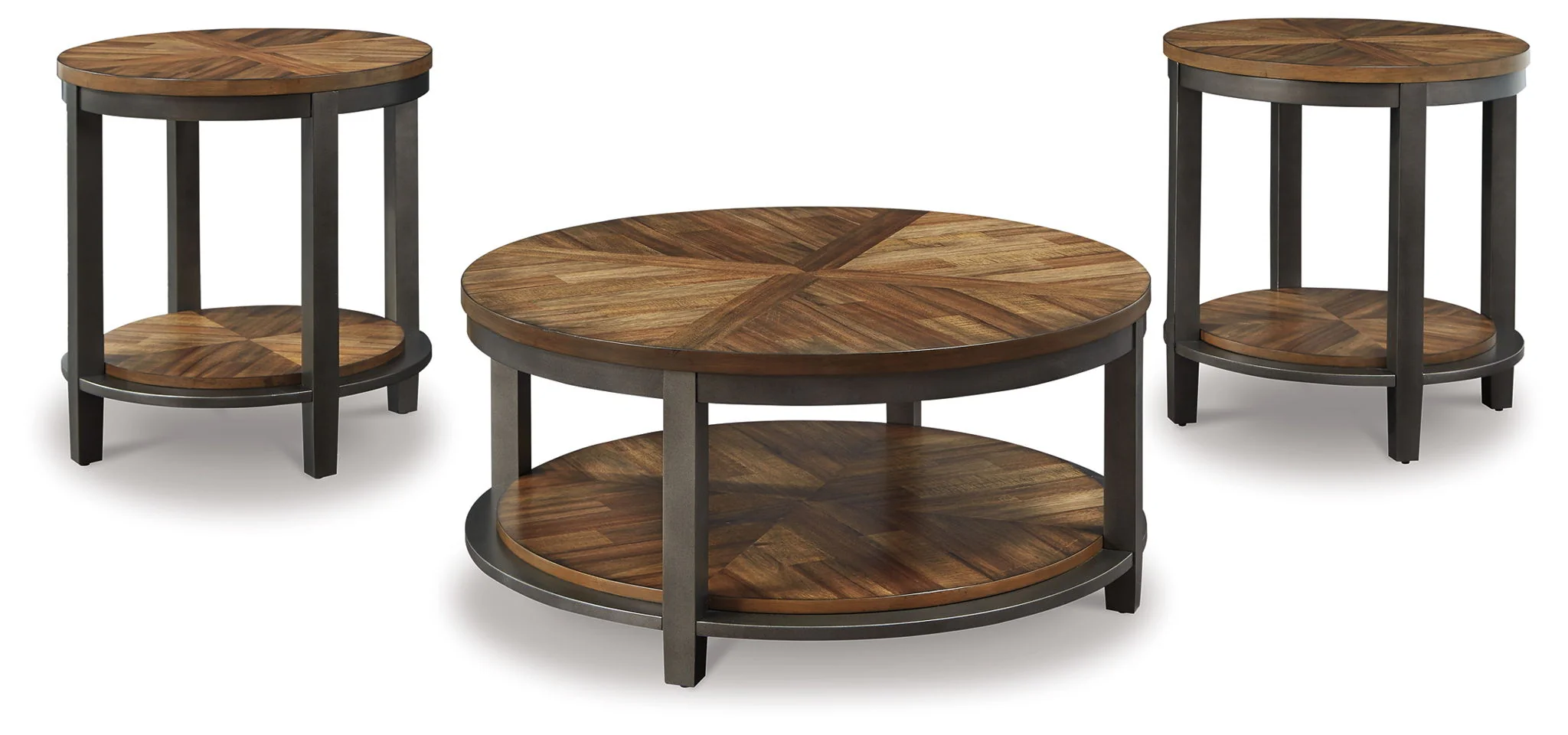 Roybeck - Occasional Table Set (Set of 3) - Light Brown / Bronze