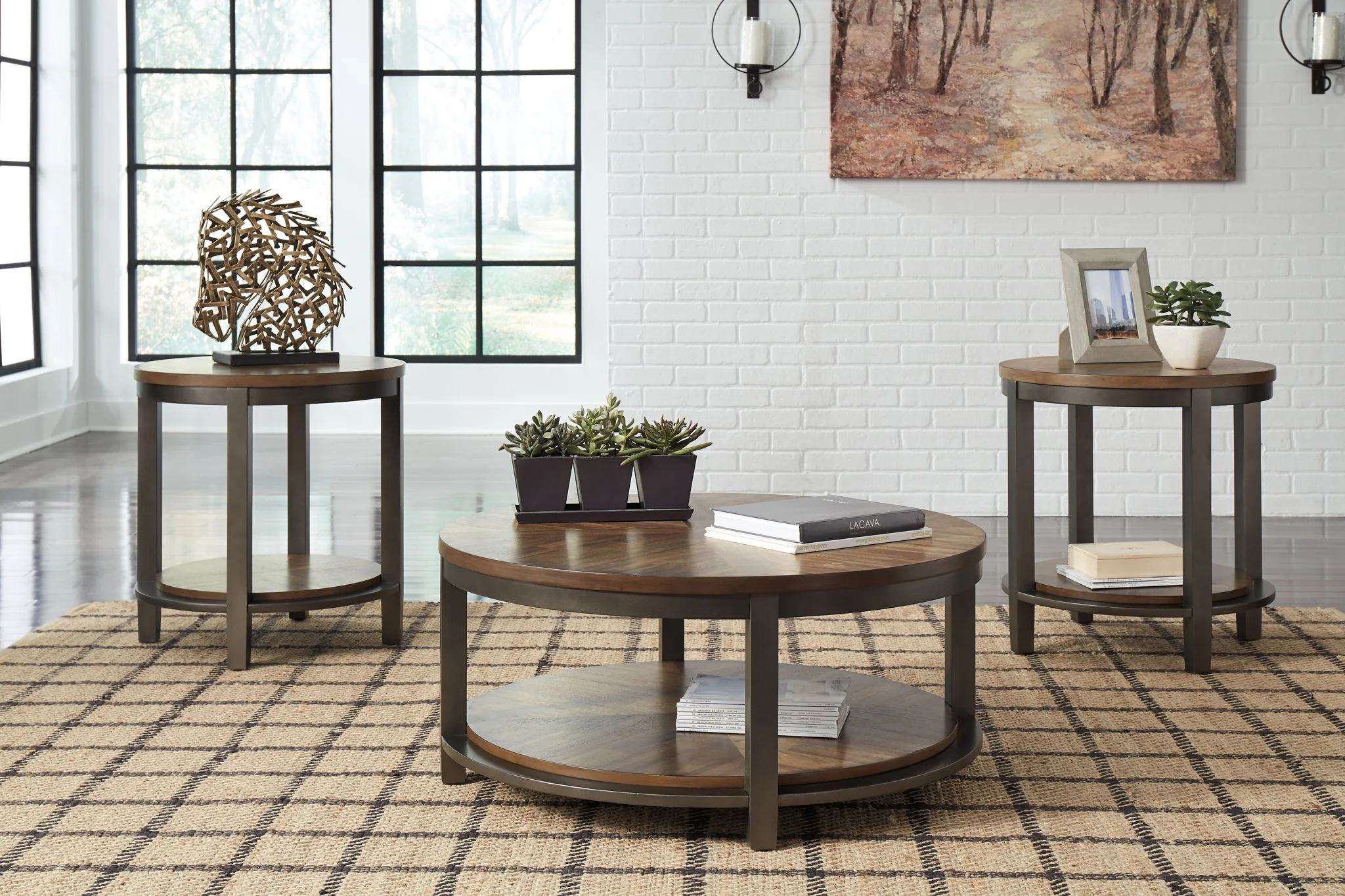 Roybeck - Occasional Table Set (Set of 3) - Light Brown / Bronze - Image 2