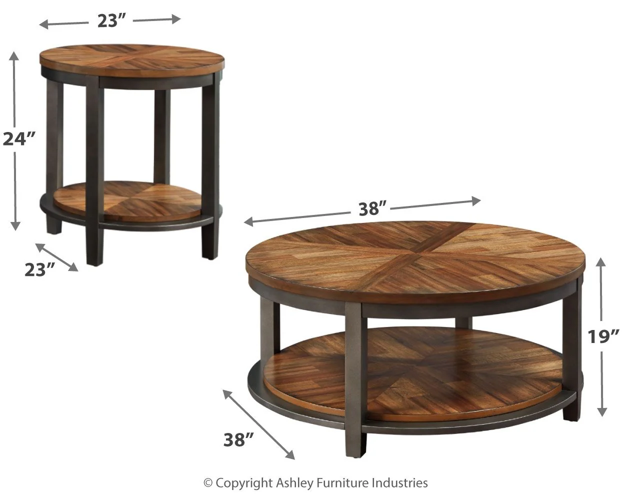 Roybeck - Occasional Table Set (Set of 3) - Light Brown / Bronze - Image 4