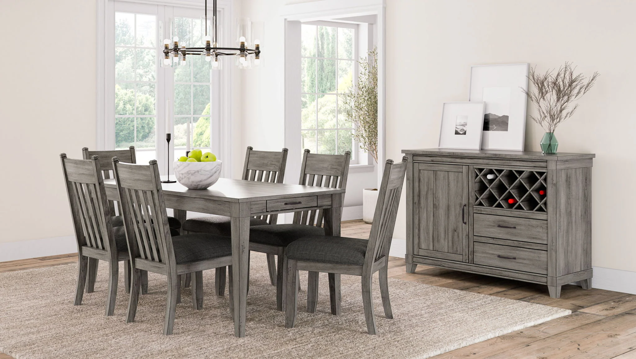 Rustic Dining Table 2 Storage Drawers And Leaf - Gray - Image 3