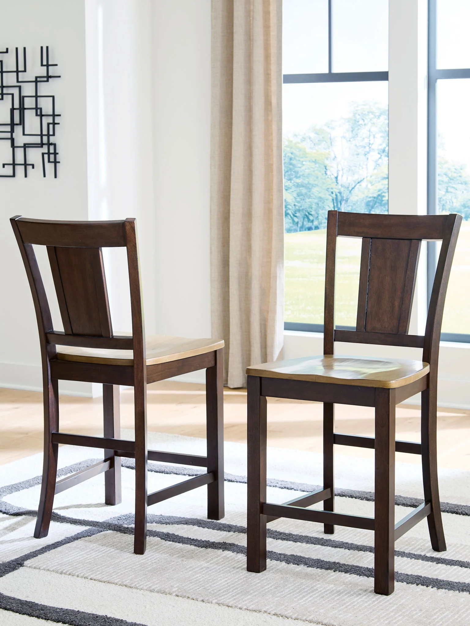 Rylandeen - Barstool (Set of 2) - Light Brown / Dark Brown - Image 2