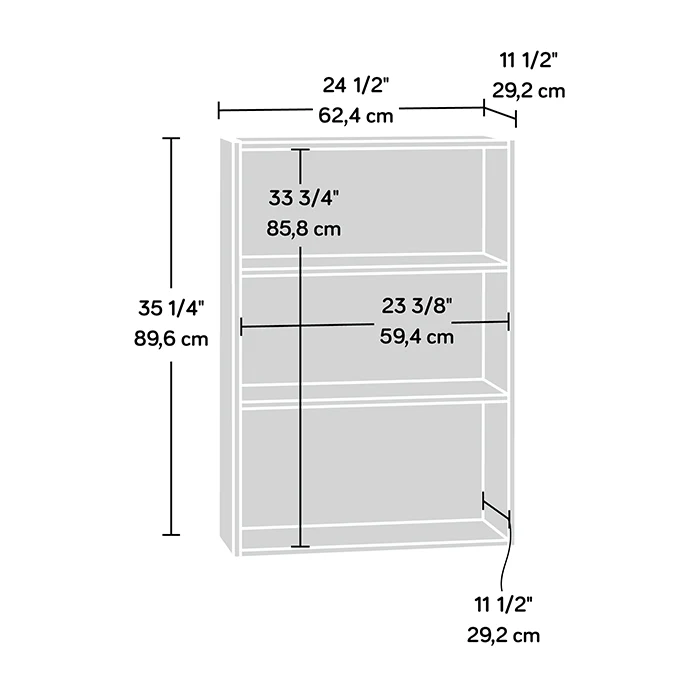 SA409086 RTA Cinnamon Cherry 3-Shelf Bookcase - Image 2