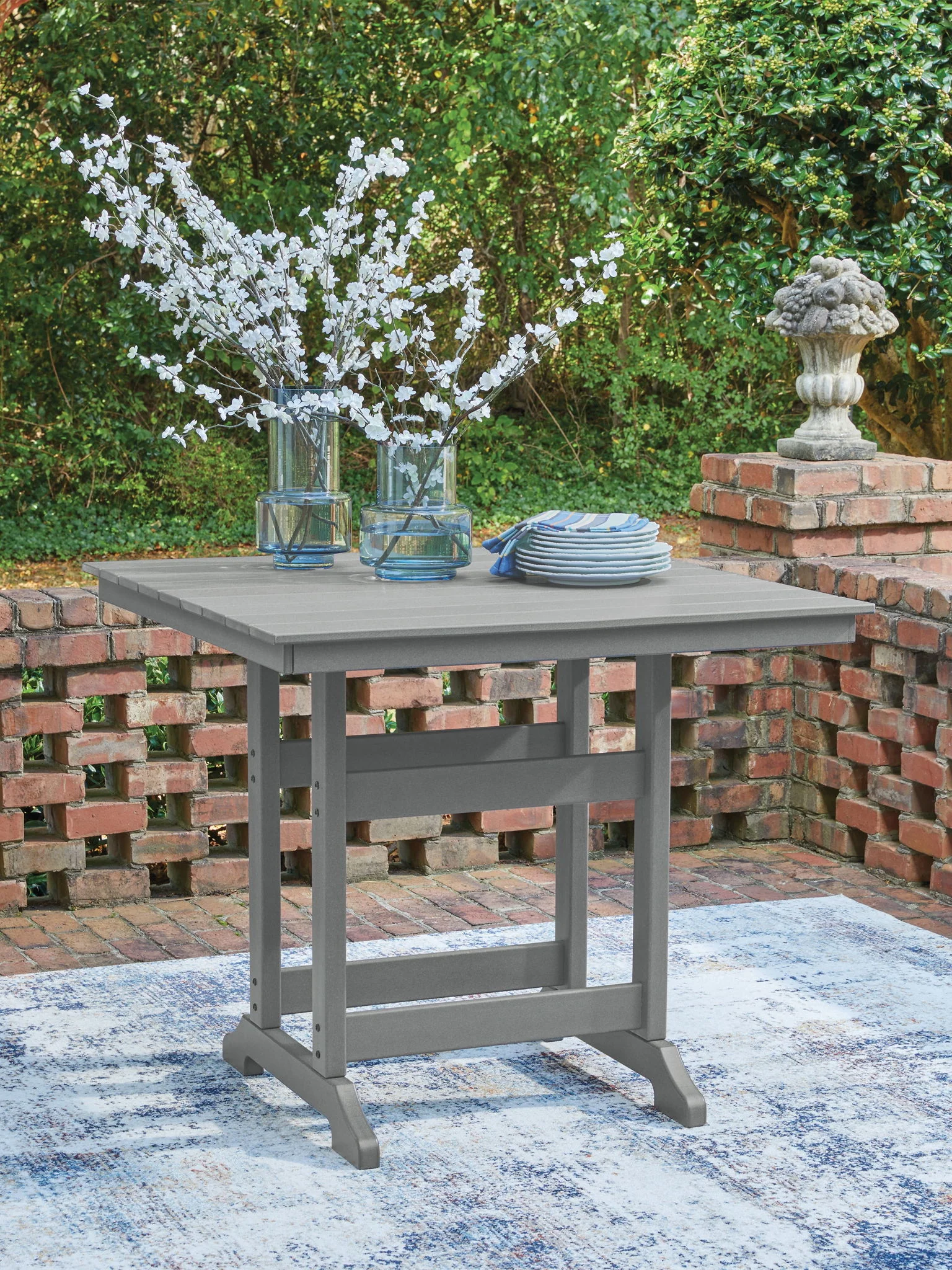 Sanctuary Beach - Square Counter Table With Umbrella Option - Dark Gray - Image 4