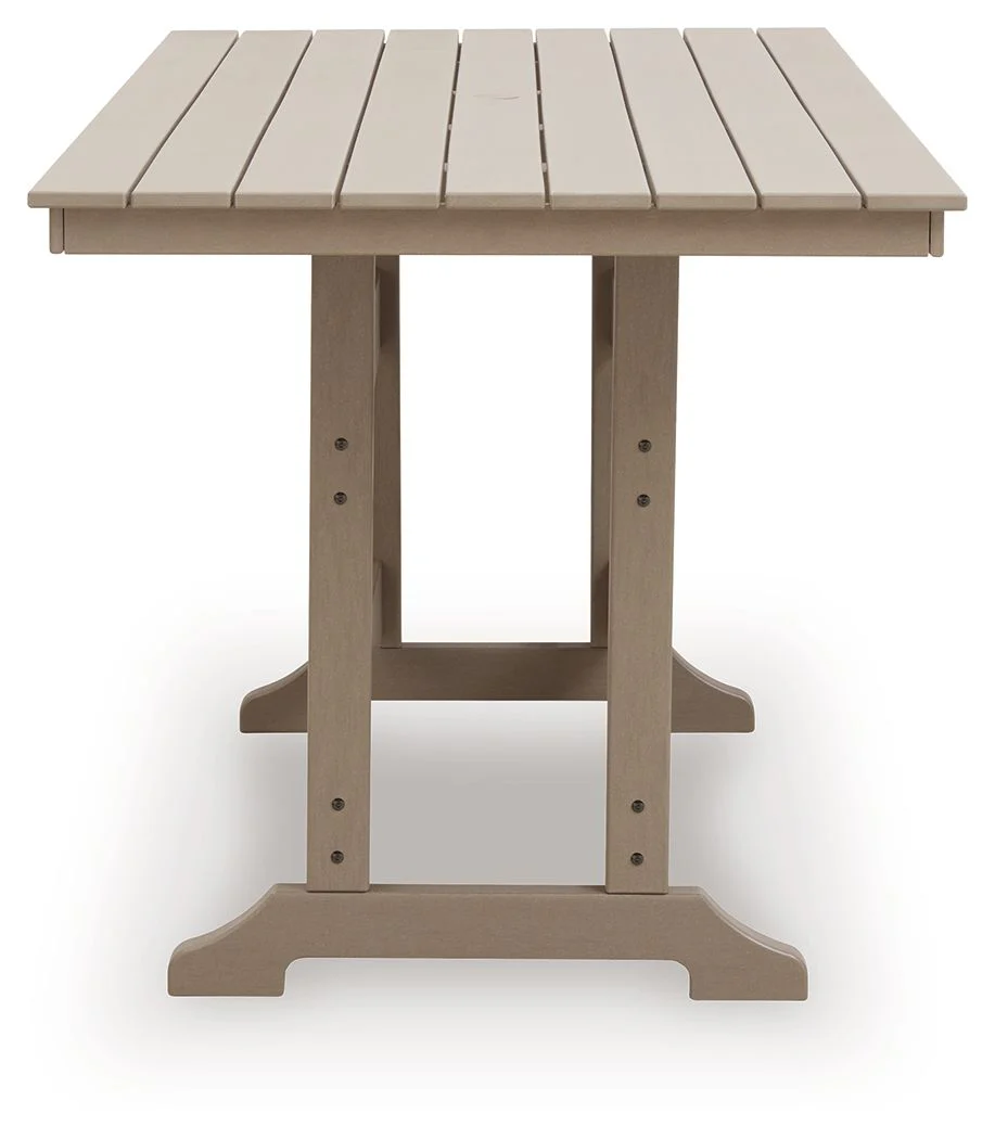 Seacliff Beach - Rectangular Counter Height Dining Table With Umbrella Option - Medium Brown - Image 4