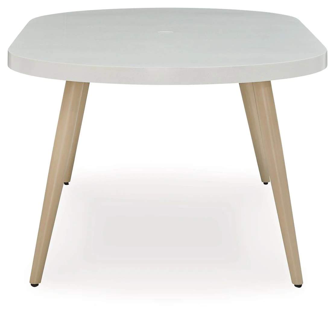 Seton Creek - Oval Dining Table With Umb Opt - White - Image 3