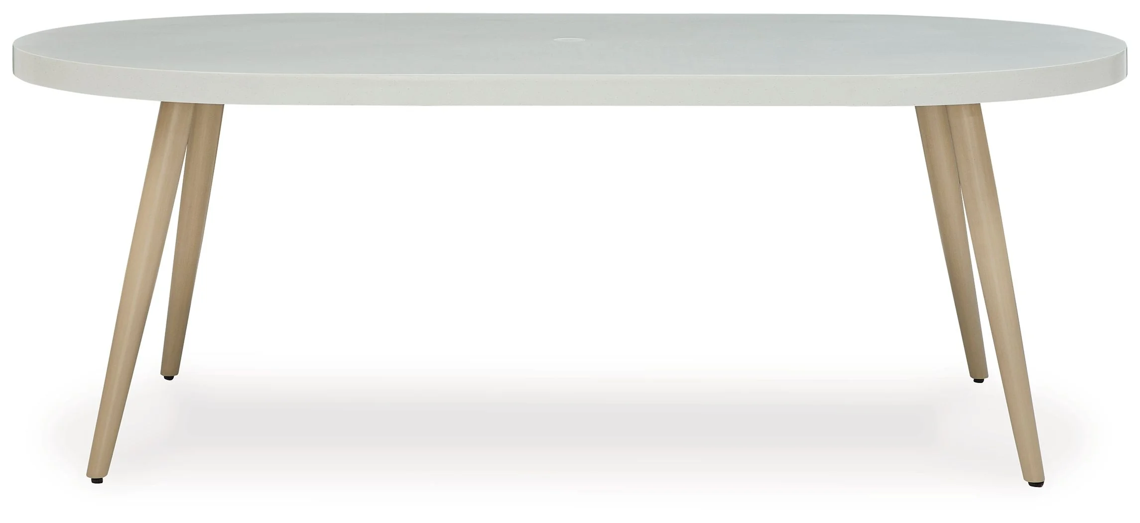 Seton Creek - Oval Dining Table With Umb Opt - White - Image 4