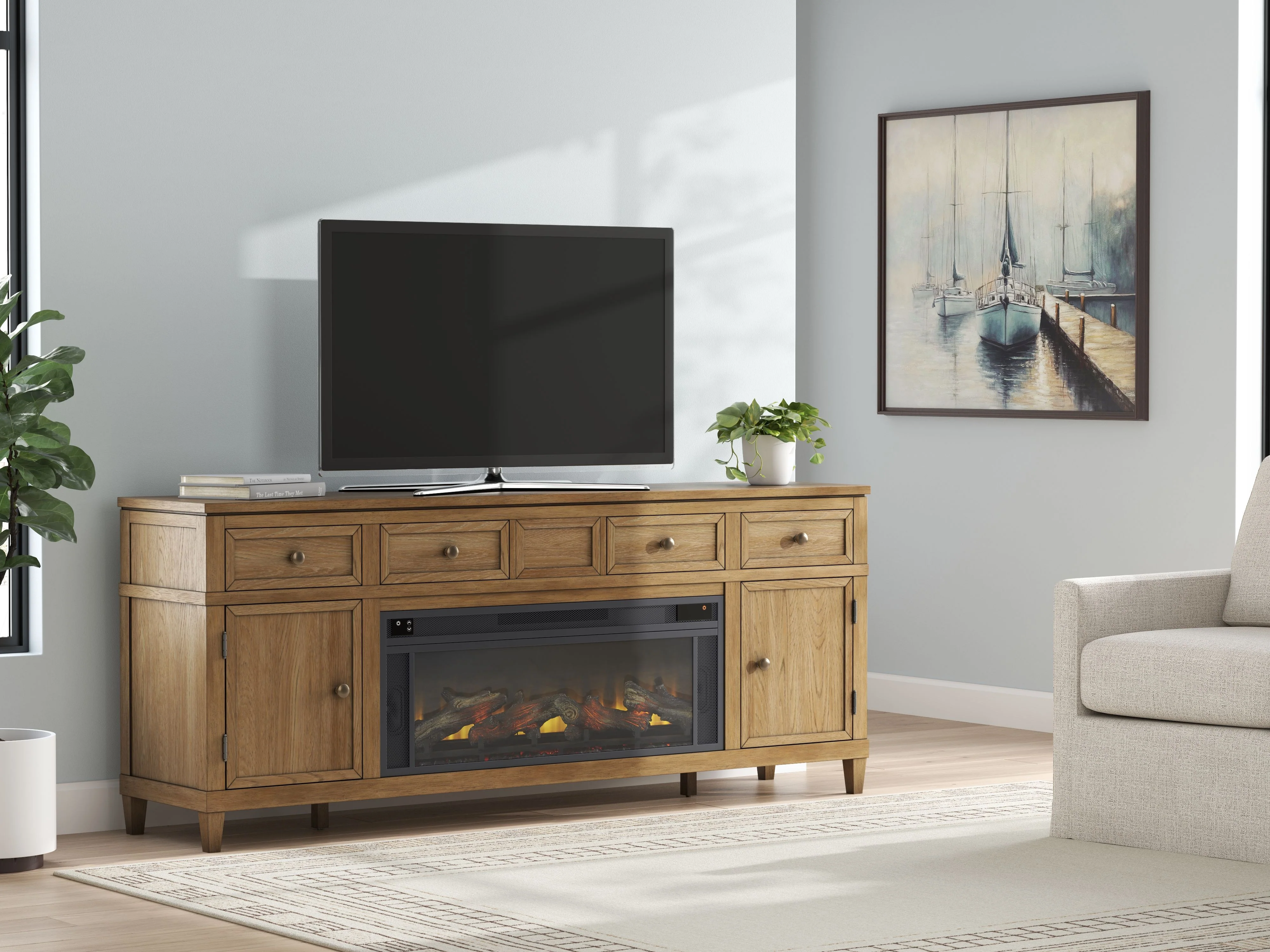 Sharlance - 81" TV Stand With Electric Fireplace - Image 3