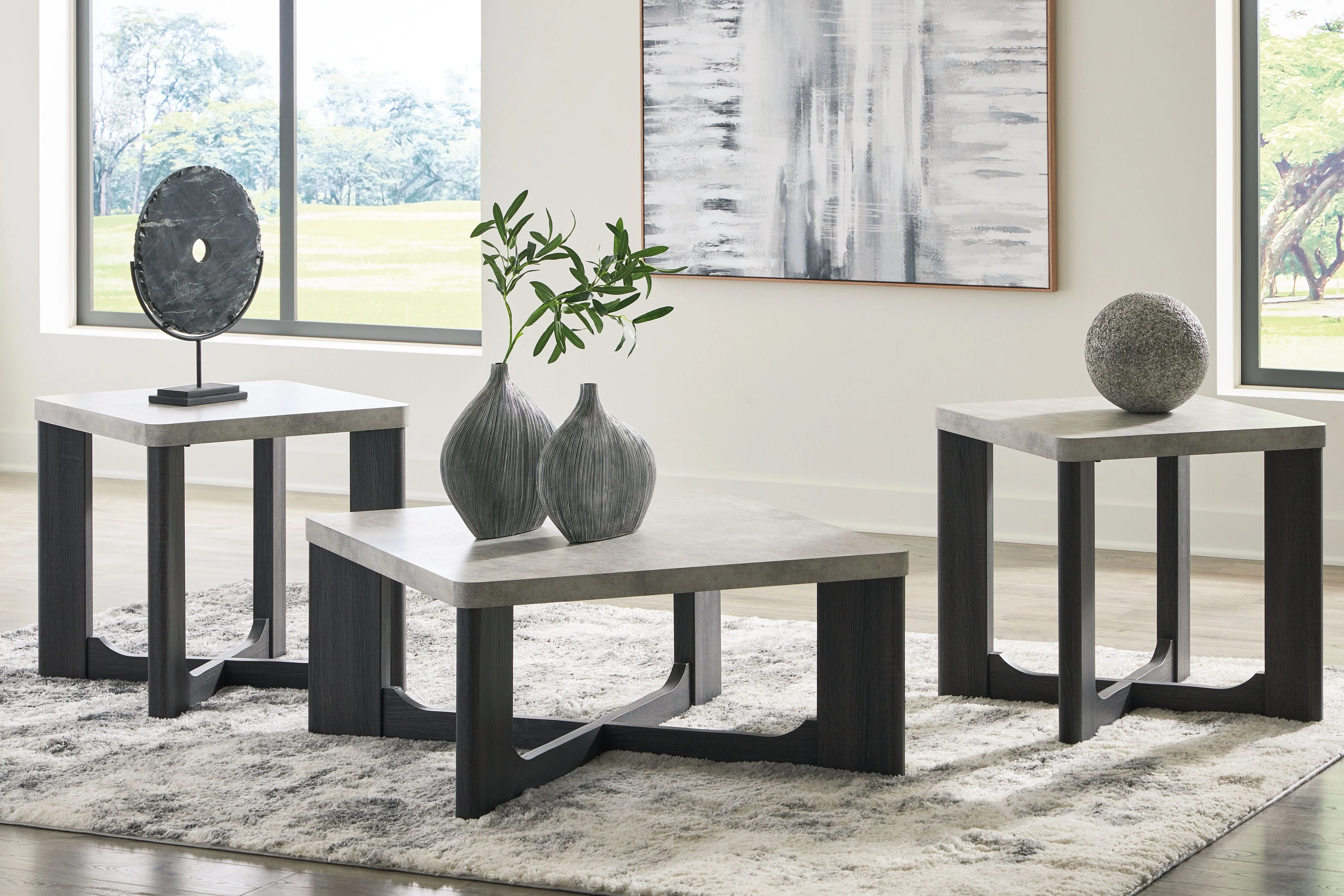 Sharstorm - Occasional Table Set (Set of 3) - Two-tone Gray - Image 3