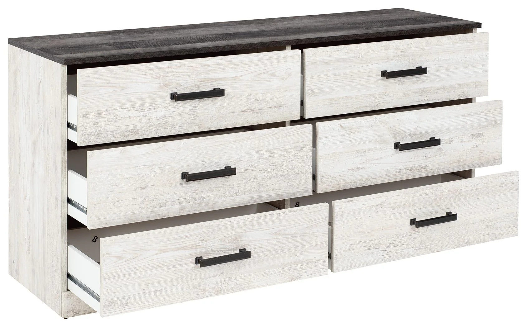 Shawburn - Six Drawer Dresser - Pewter-tone pulls - White / Black / Gray - Image 3