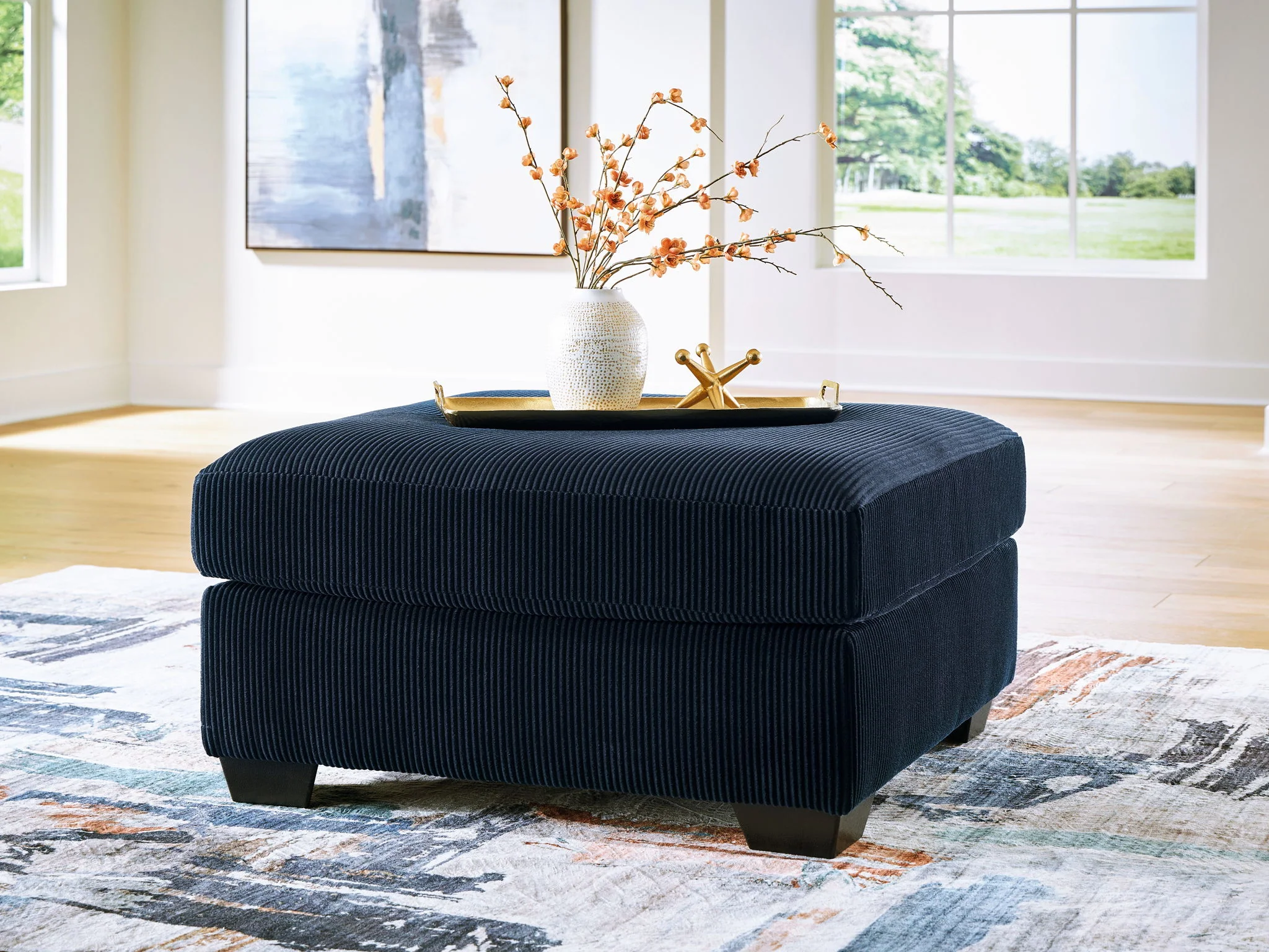 SimpleJoy - Oversized Accent Ottoman - Navy - Image 4