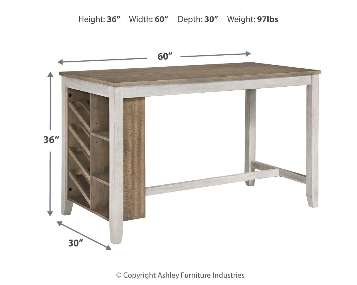 Skempton - Rectangular Counter Table With Storage - White - Image 2