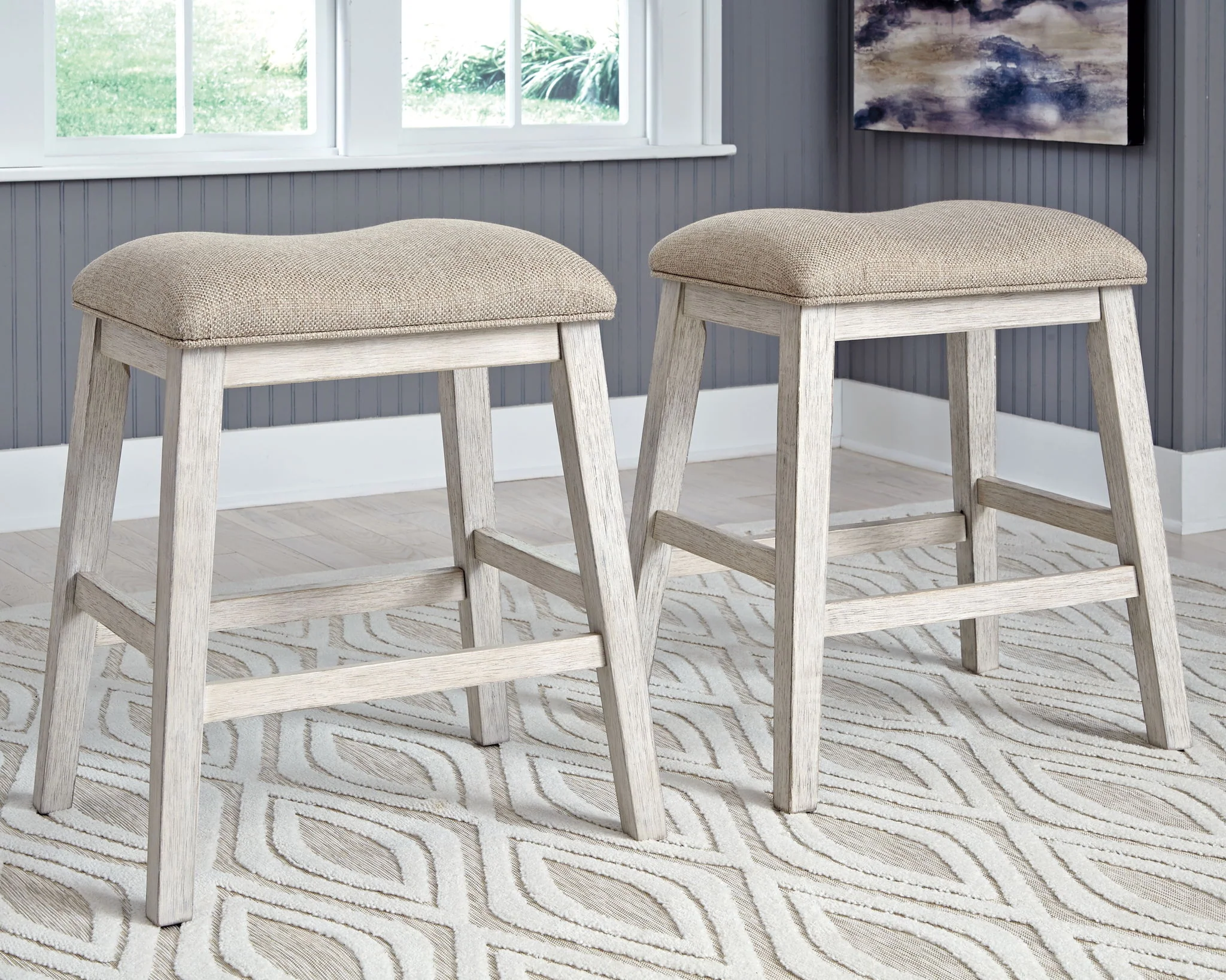 Skempton - Upholstered Stool (Set of 2) - White - Image 4