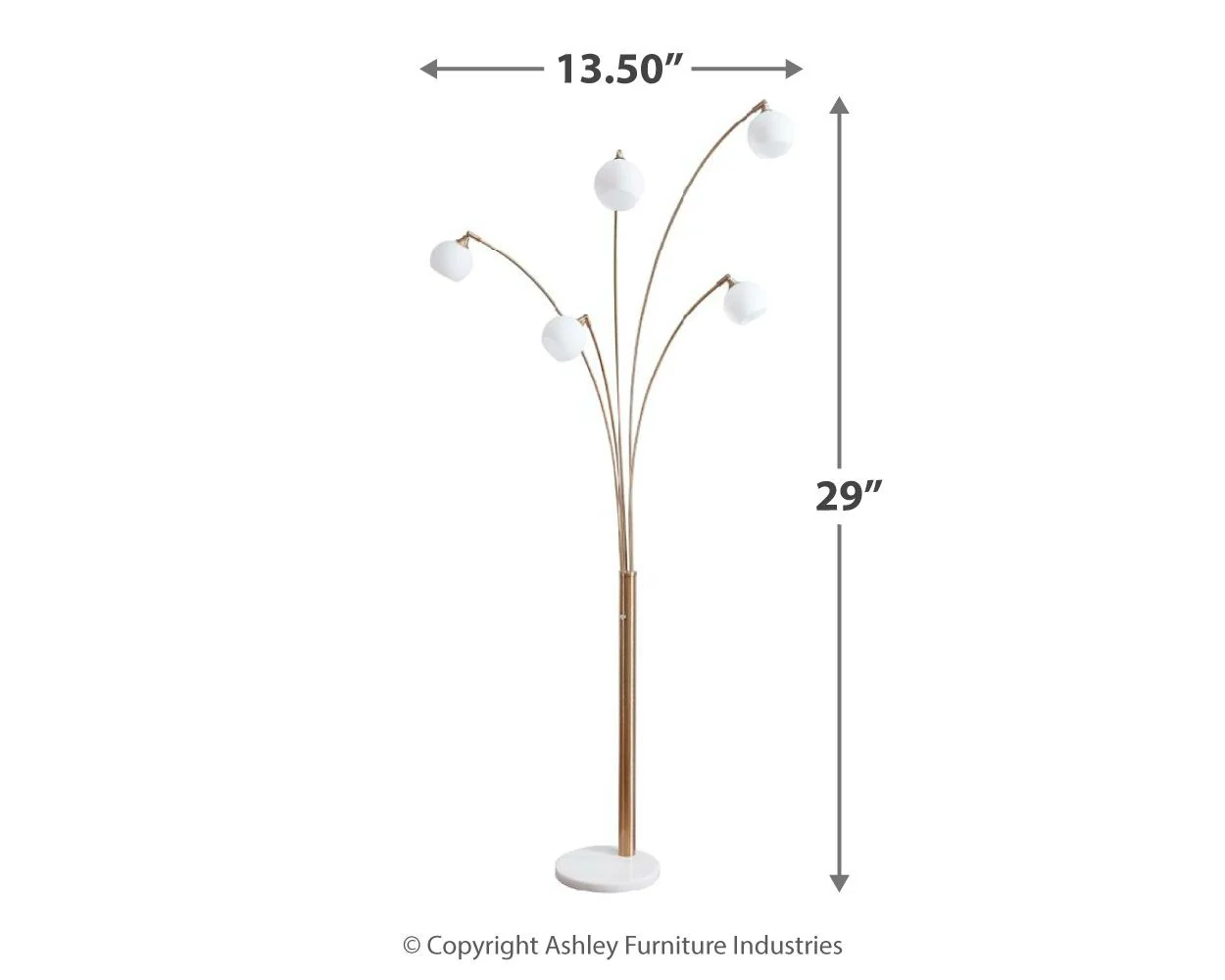 Taliya - Metal Arc Lamp - Champagne / White - Image 4