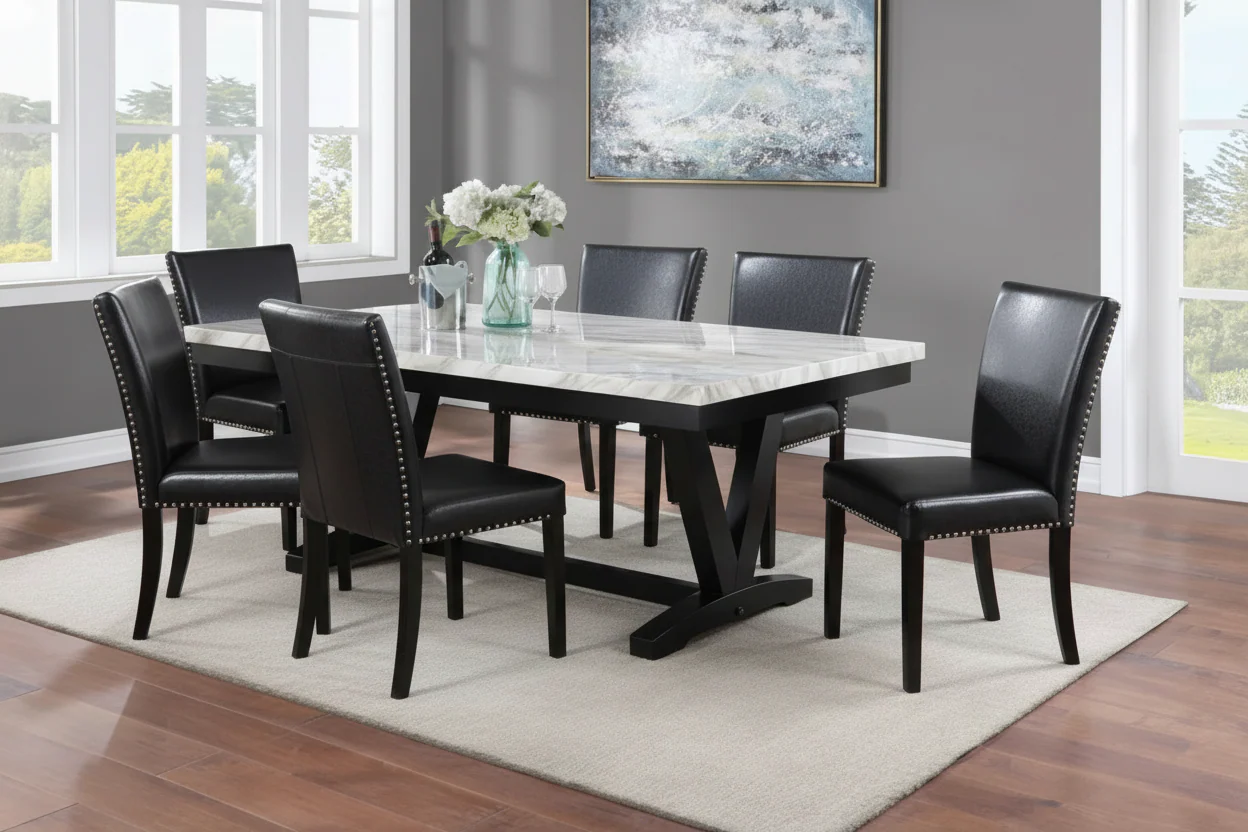 Tanner Black & Faux Marble Dining Sets by Crown Mark - Image 2