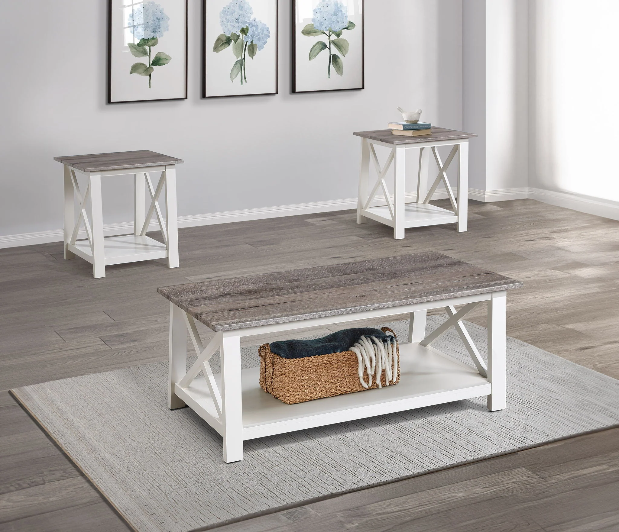 Thelma - 3 Piece Cocktail Set - White / Light Brown