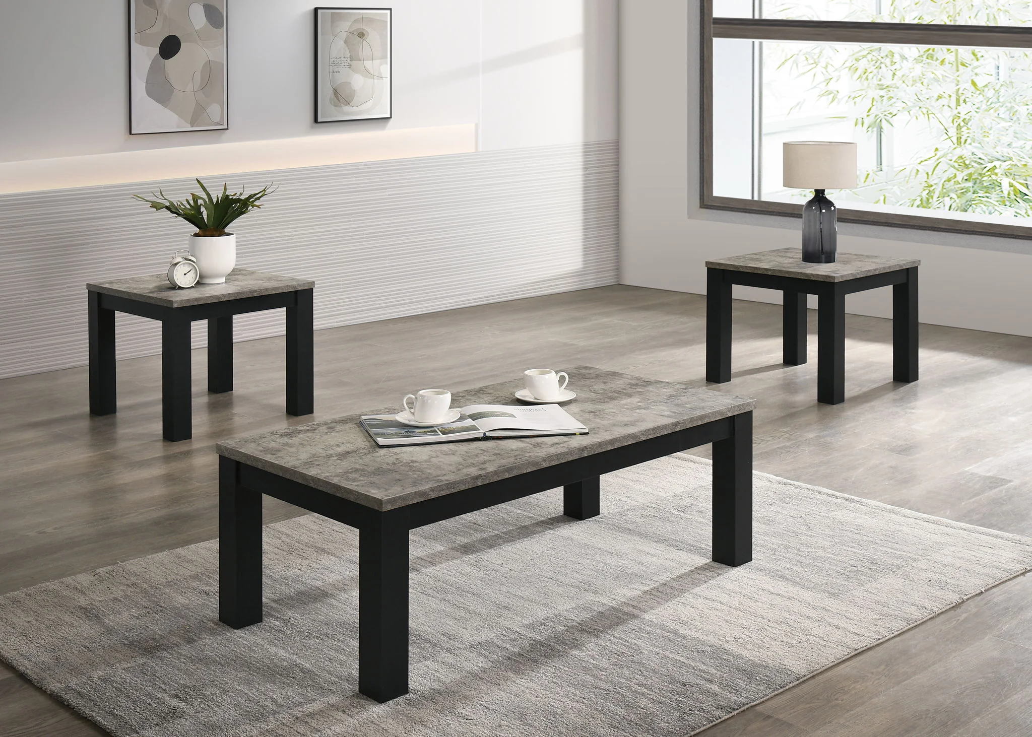 Theo - 3 Piece Cocktail Set - Concrete / Black