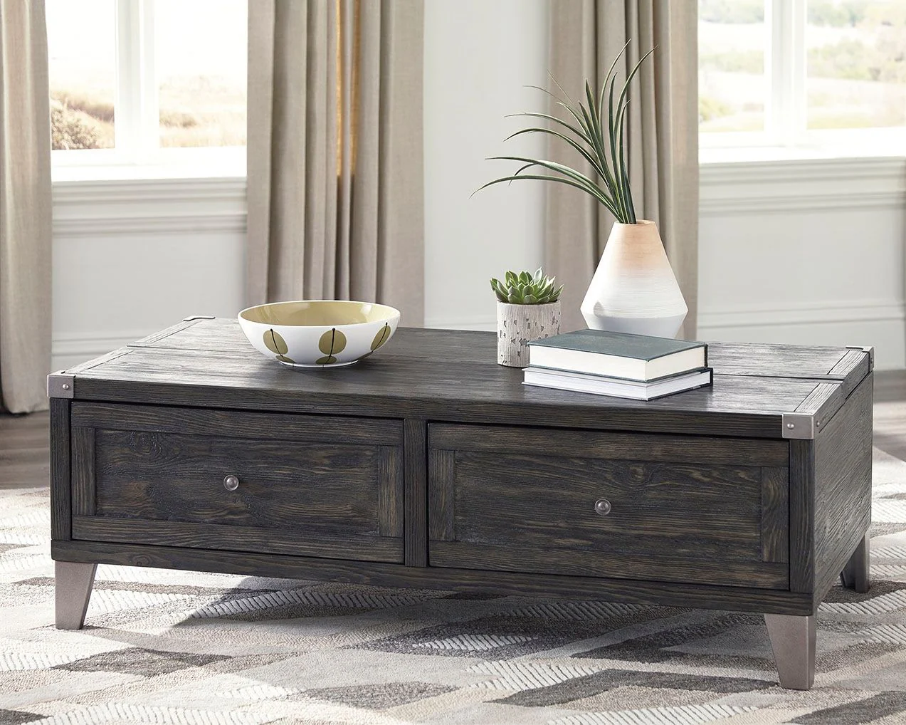 Todoe - Lift Top Cocktail Table - Dark Gray - Image 3