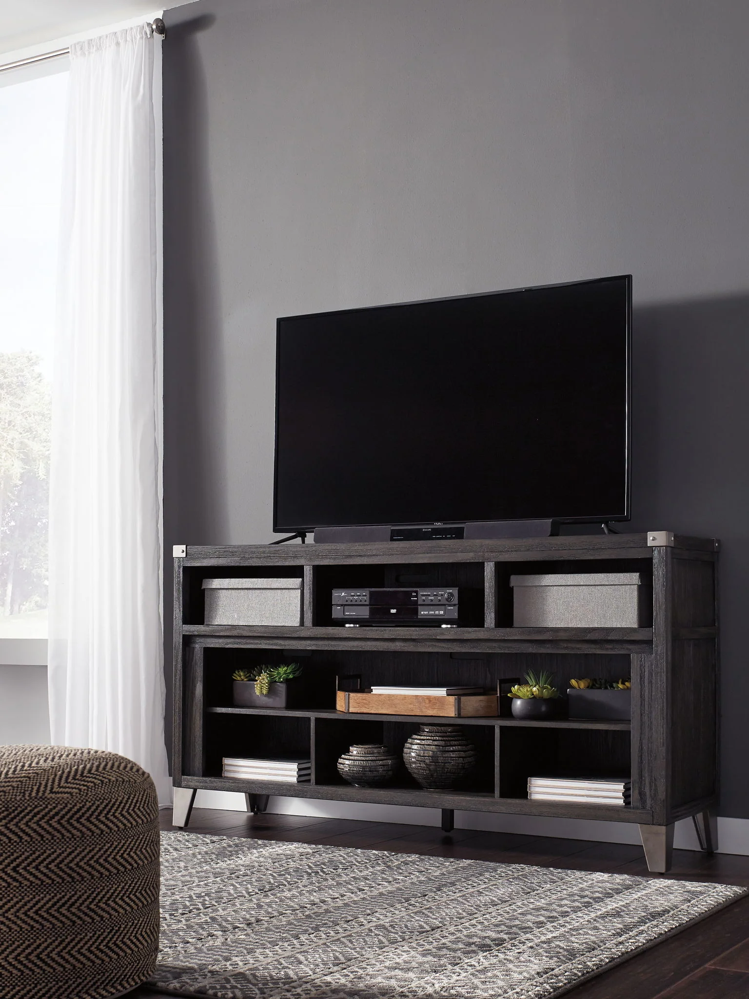 Todoe - LG TV Stand w/Fireplace Option - Gray - Image 3