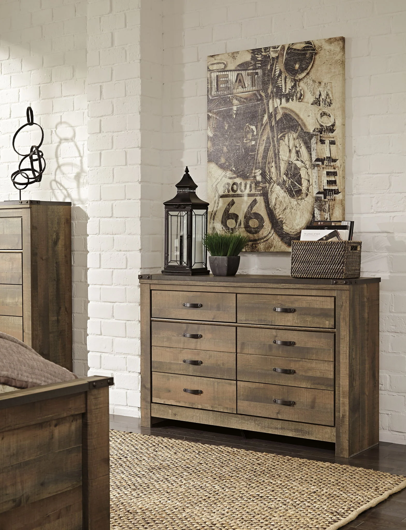Trinell - Six Drawer Dresser - 61.34" x 15.98" x 42.99" - Brown Dark - Image 2