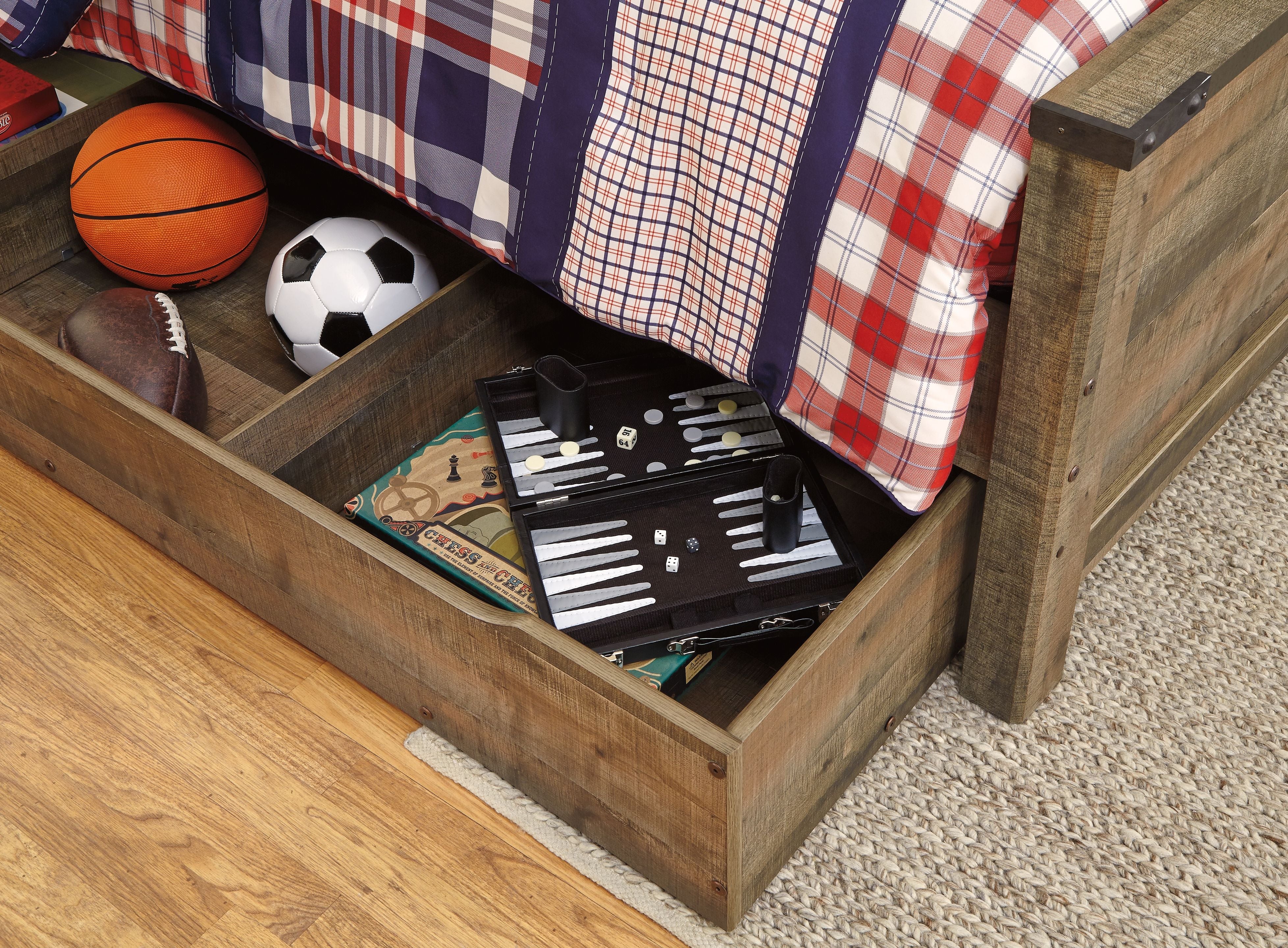 Trinell - Twin Bookcase Bed With 1 Large Storage Drawer - Brown - Image 3