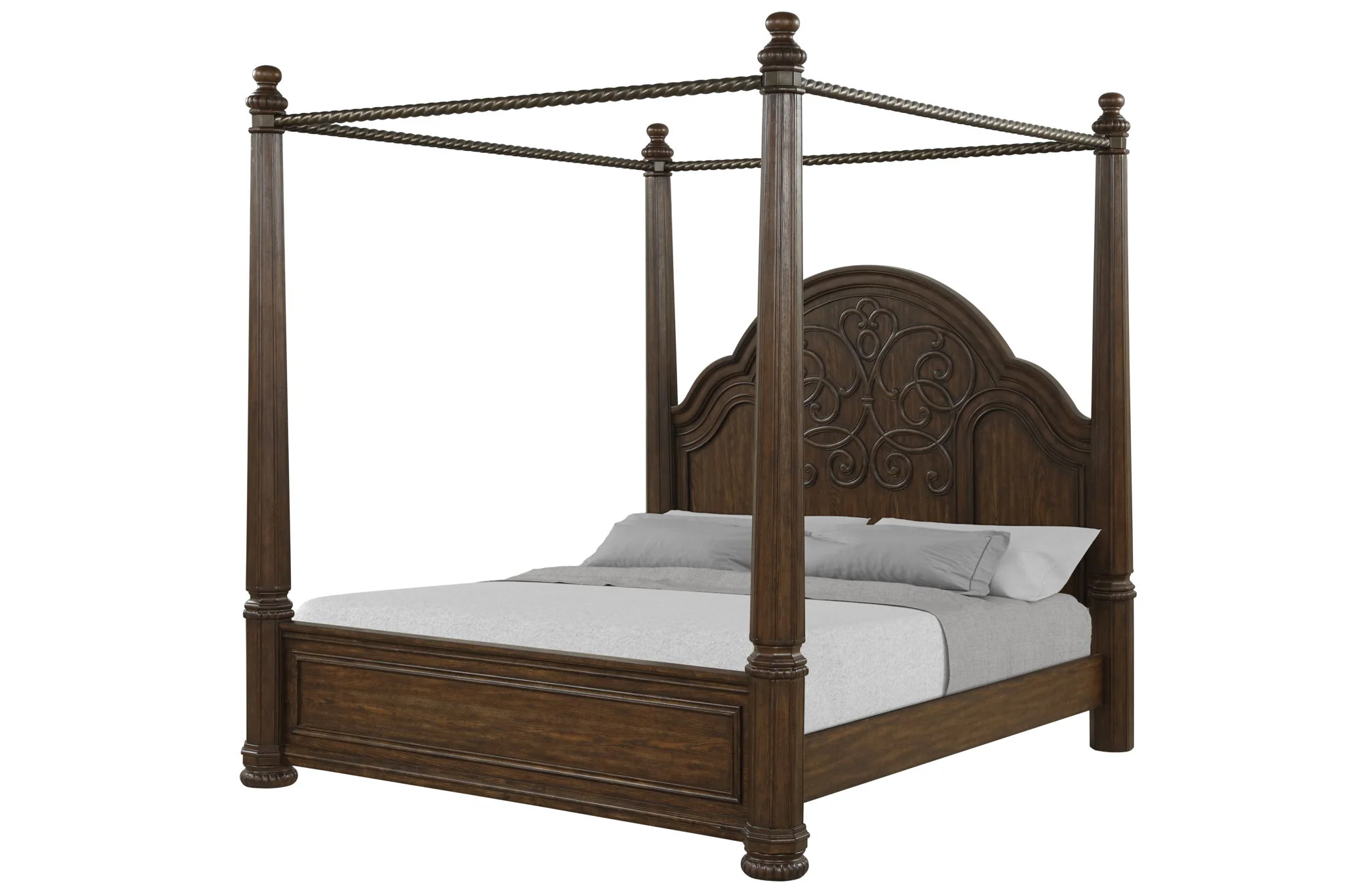 Tuscany - Queen Canopy Bed - Warm Mahogany - Image 4
